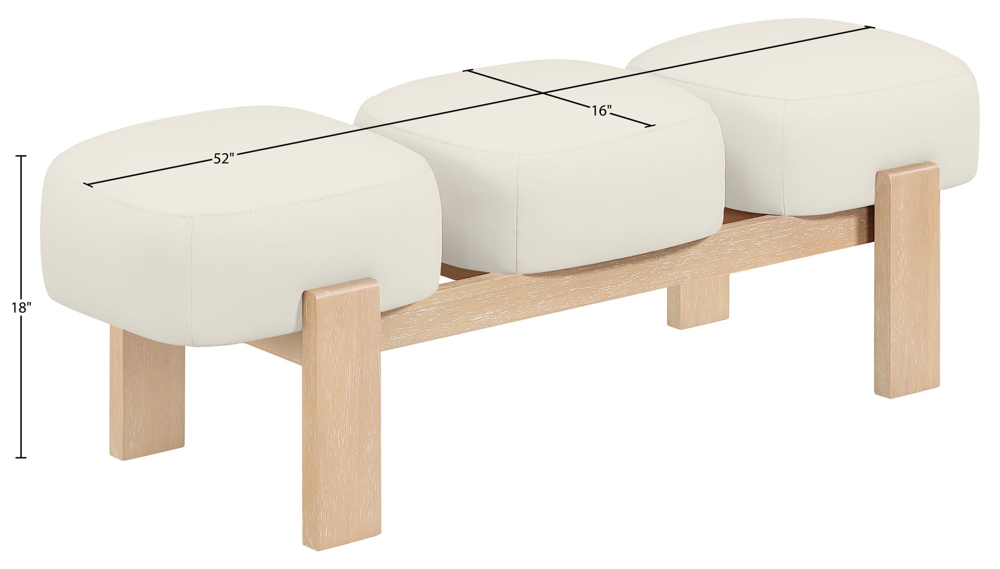 Woodcrest - Vegan Leather Upholstered Bench - Painted Natural Base