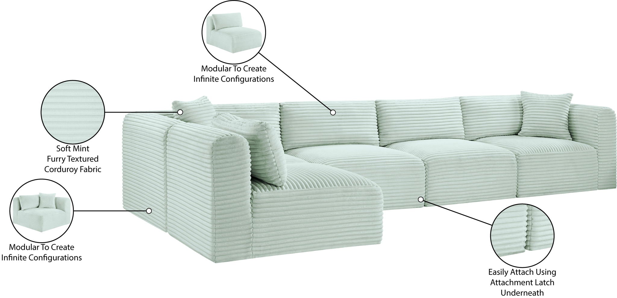 Shaggy - 5 Piece Modular Sectional