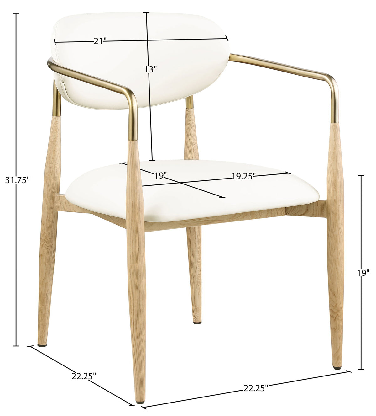 Ronda - Vegan Leather Upholstered Dining Arm Chair - Natural Legs