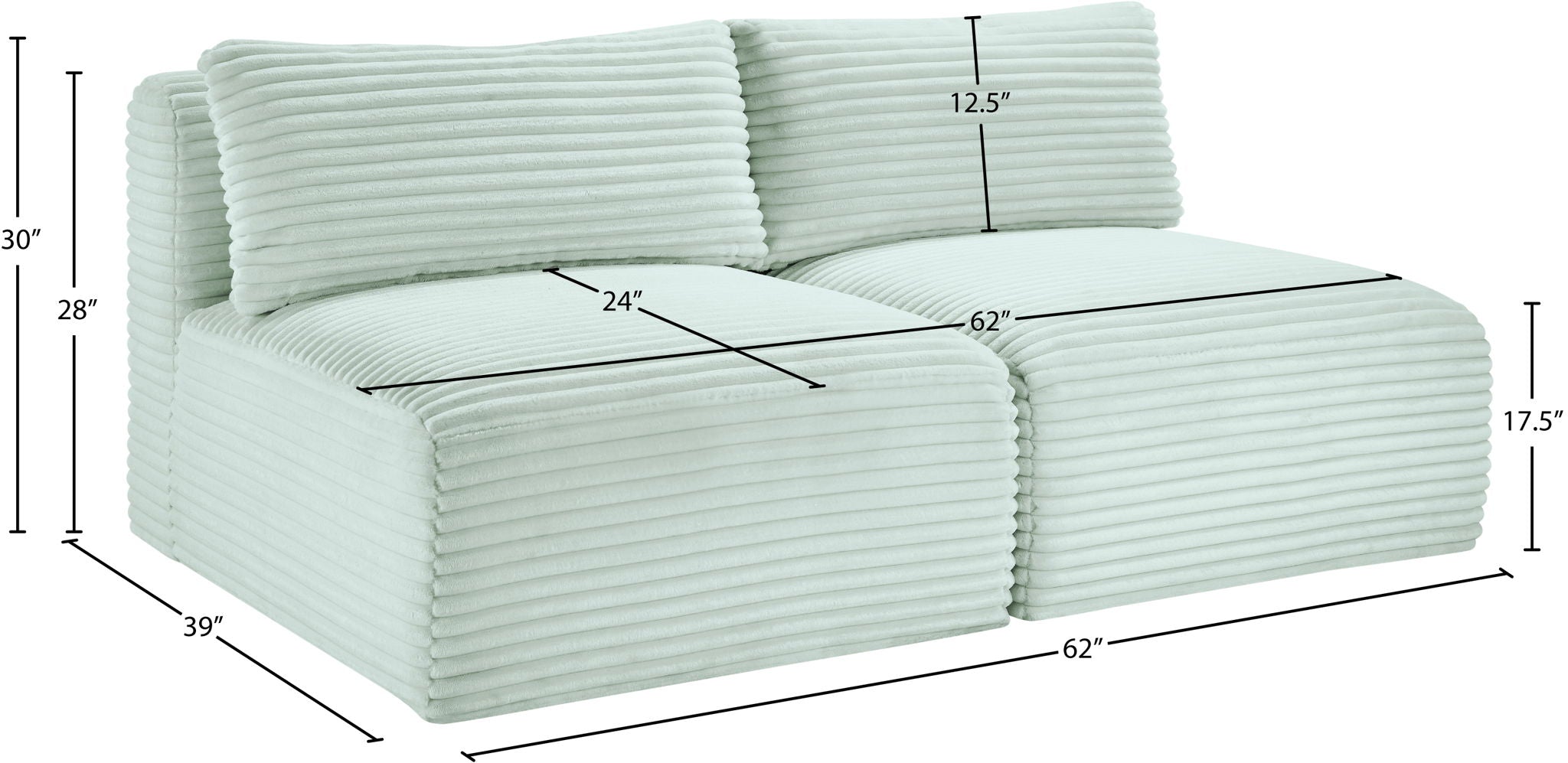 Shaggy - 2 Seat Modular Armless Sofa