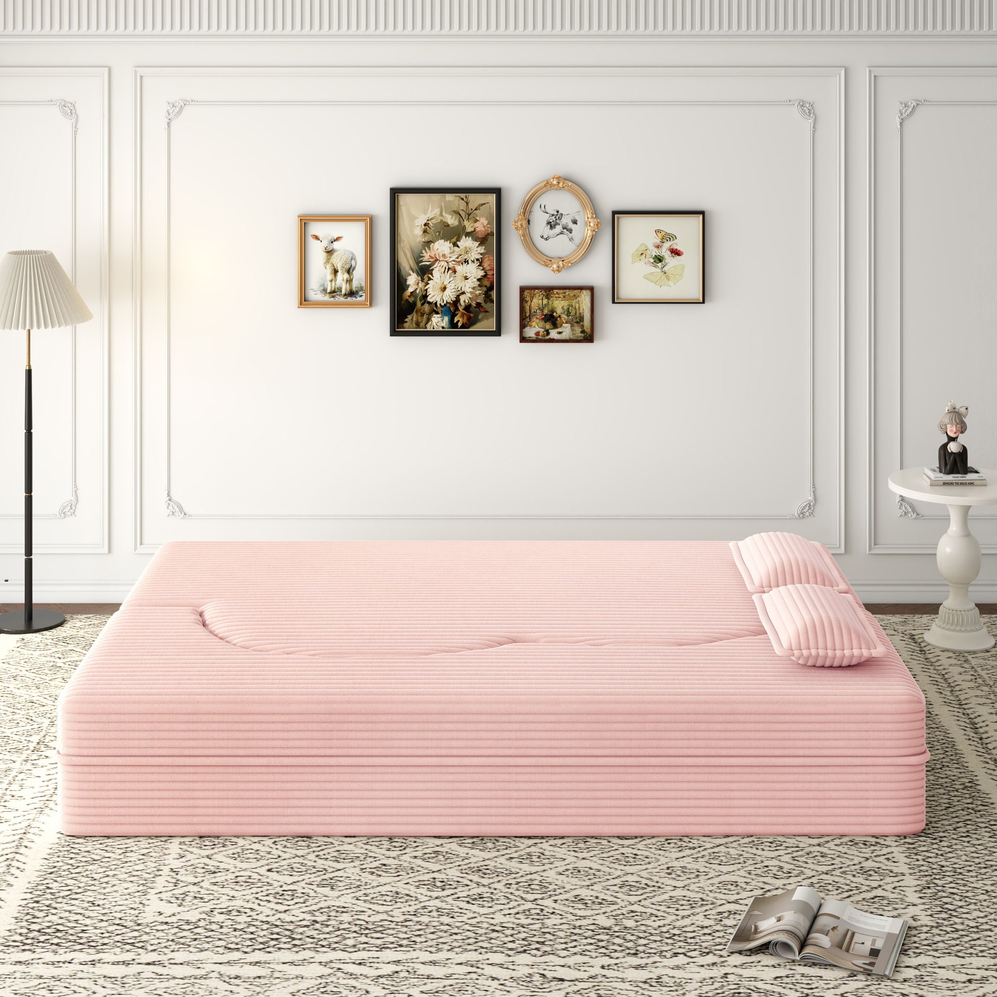 Convertible Foam-Filled Sleeper Sofa Bed With 2 Pillows