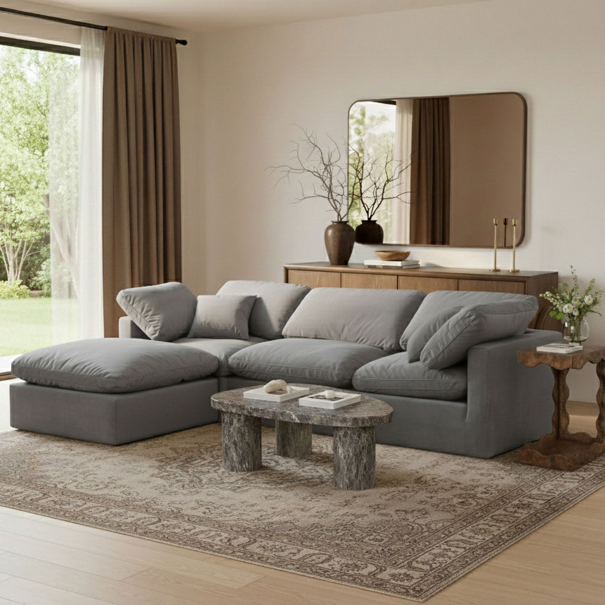 Indulge - Velvet 4 Piece Modular Sectional With Chaise
