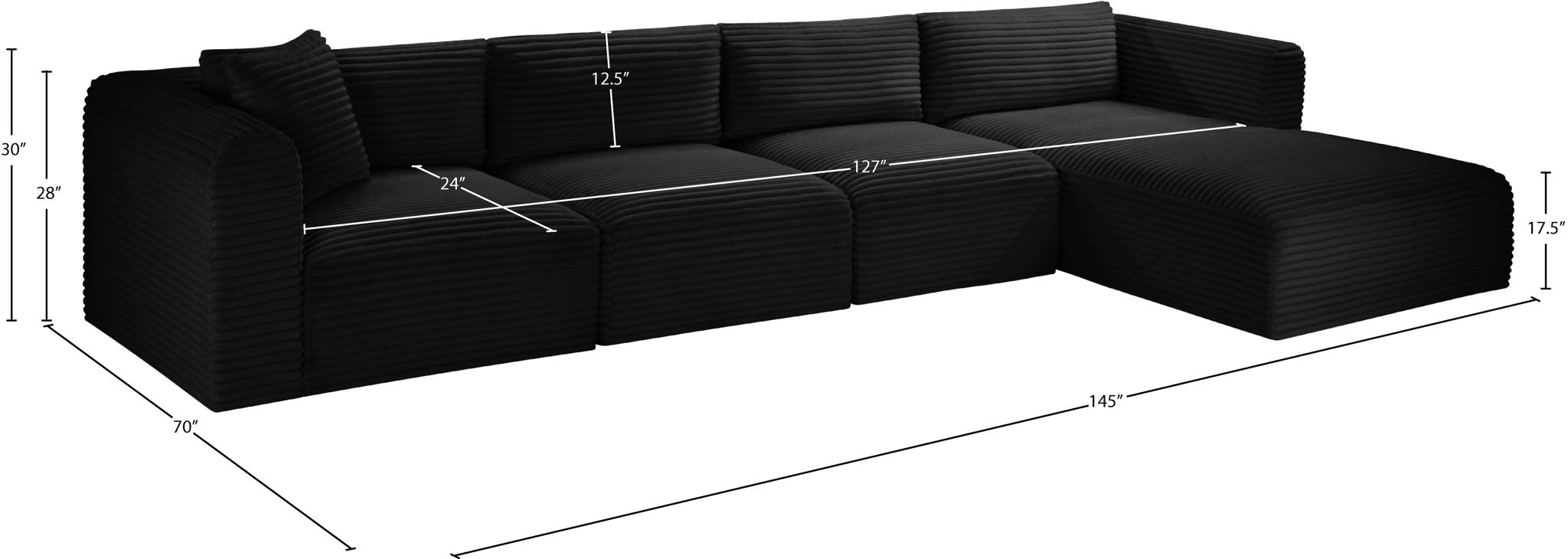 Shaggy - 4 Piece Modular Sectional