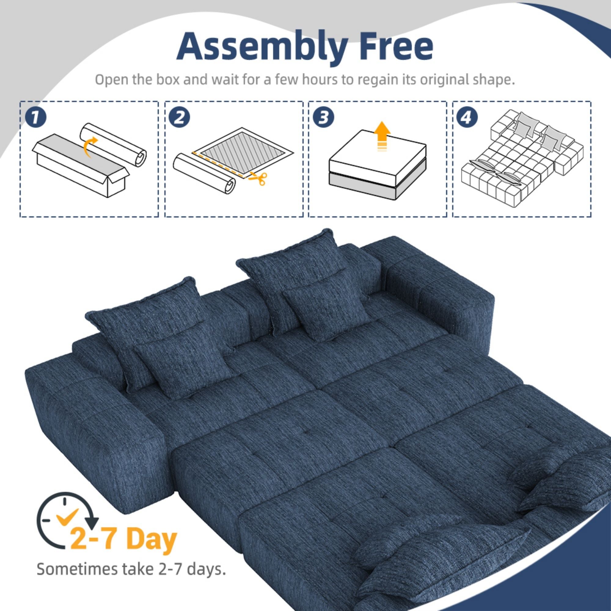 Modern Oversized Diy Combination Modular Sectional Sofa & Pillows