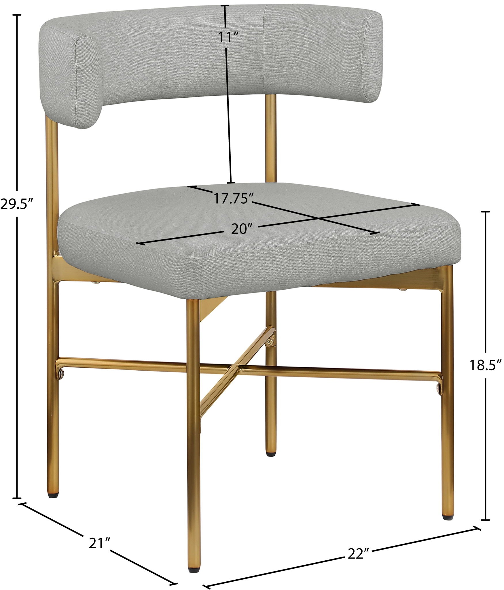 Rivage - Durable Dining Chair With Gold Frame (Set of 2)