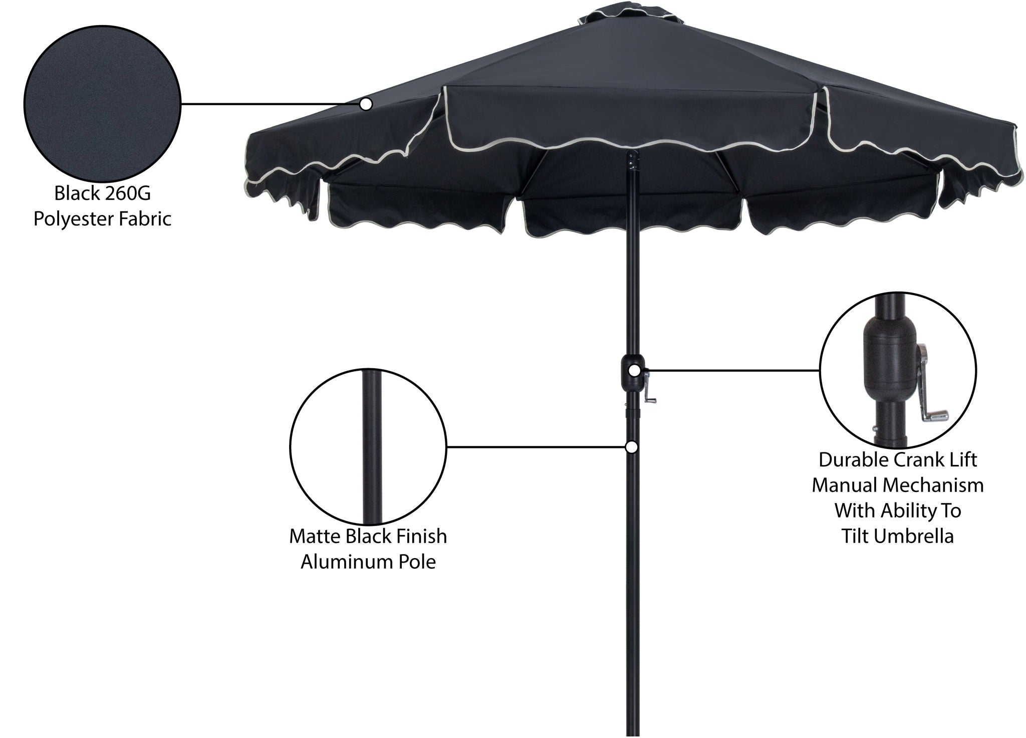Amalfi - Patio Umbrella - Black Pole