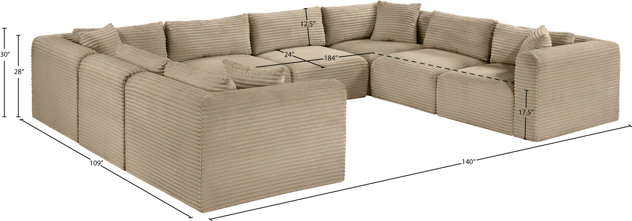 Shaggy - Fabric 8 Piece Modular U-Shaped Sectional