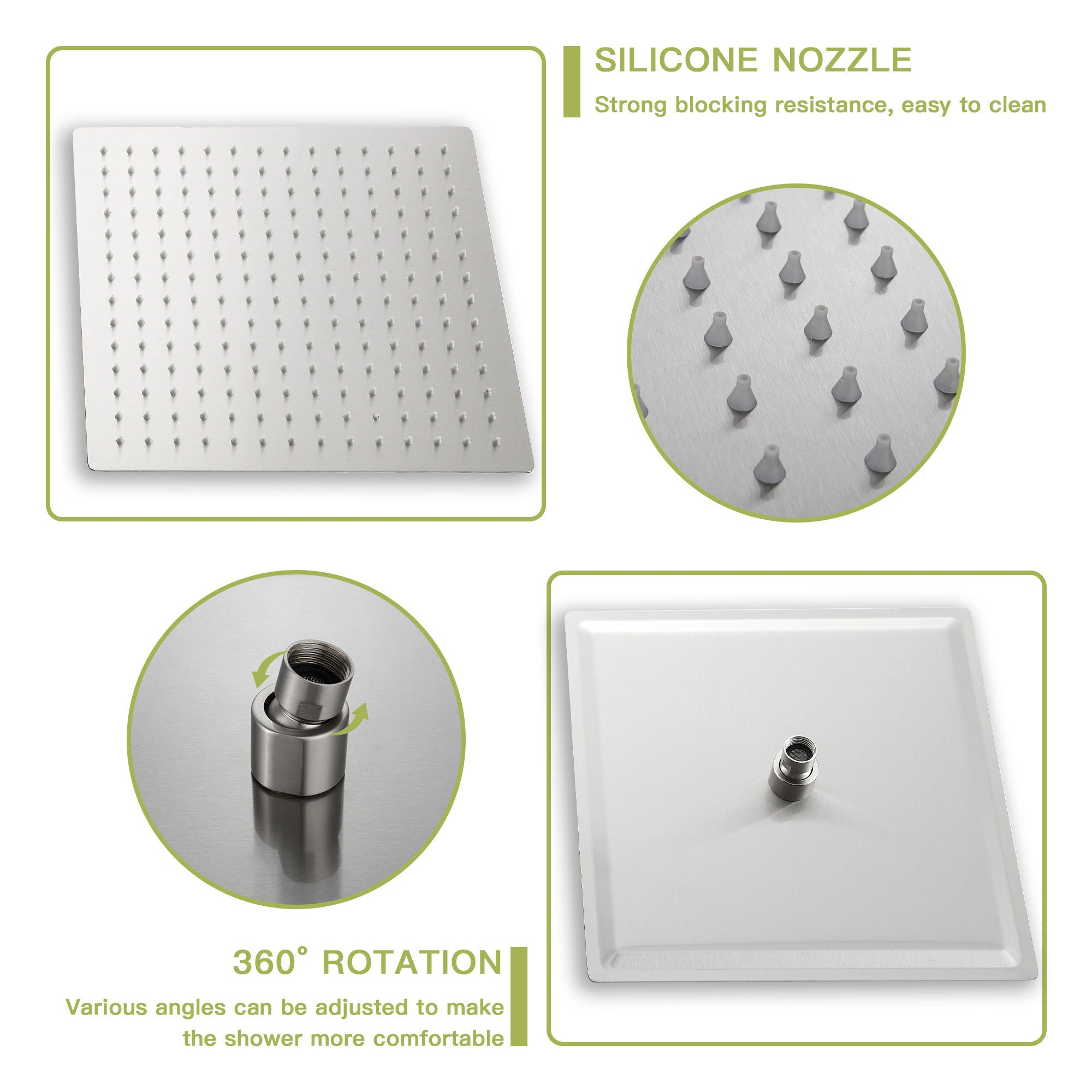 Dual Shower Head 16" Ceiling Mount Square Shower System With Rough In Valve