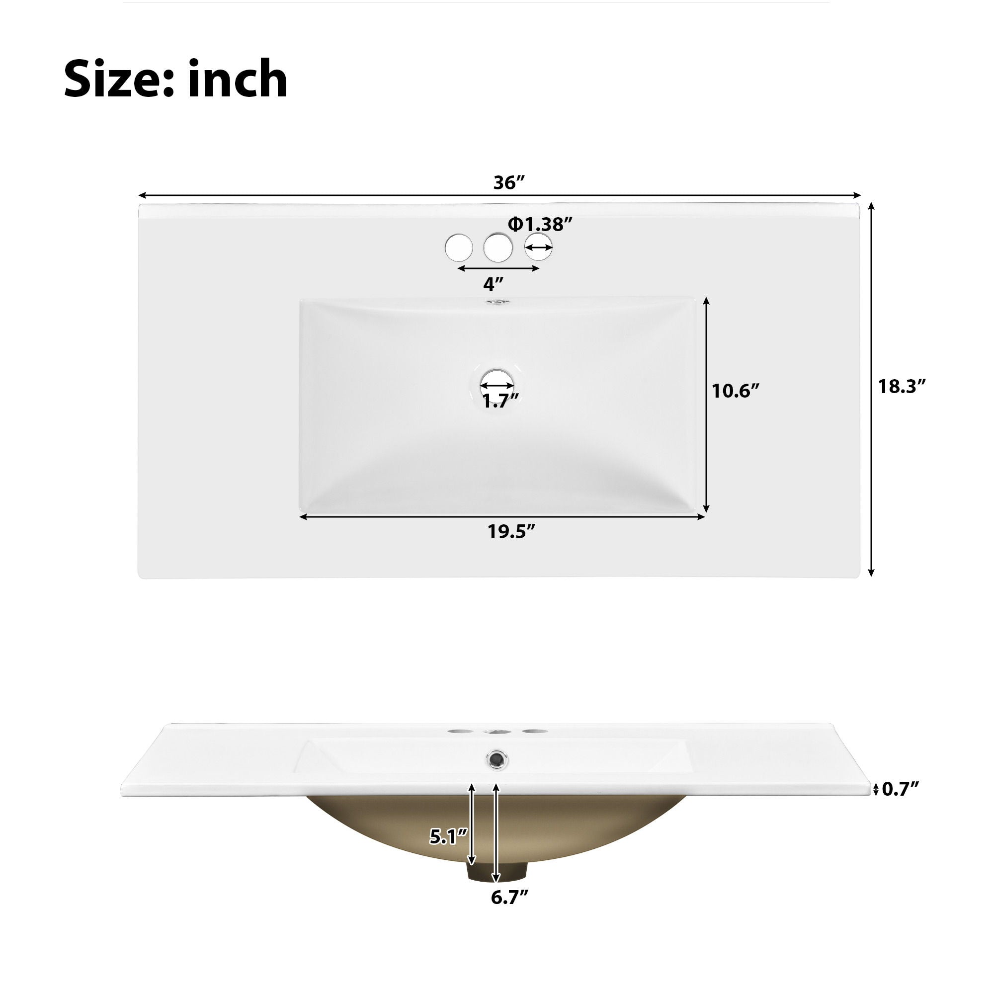 Modern Bathroom Vanity With Ceramic Sink, Soft Close Storage Cabinet