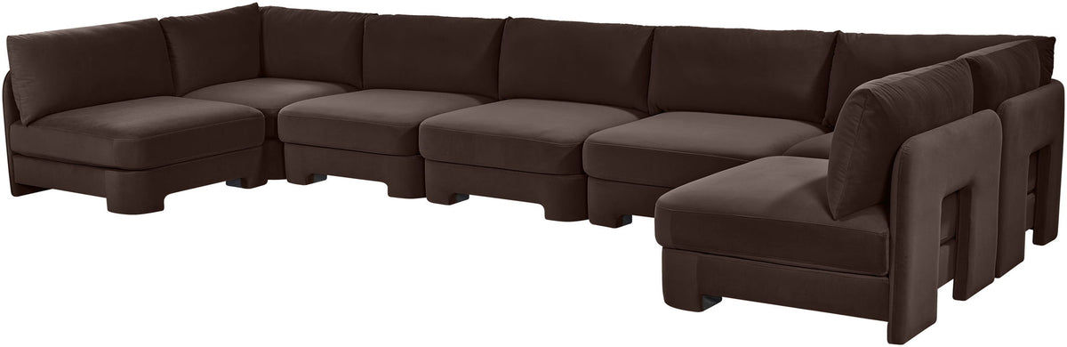 Hammond - Velvet Performance Fabric Upholstered 7 Piece U-Shaped Armless Sectional