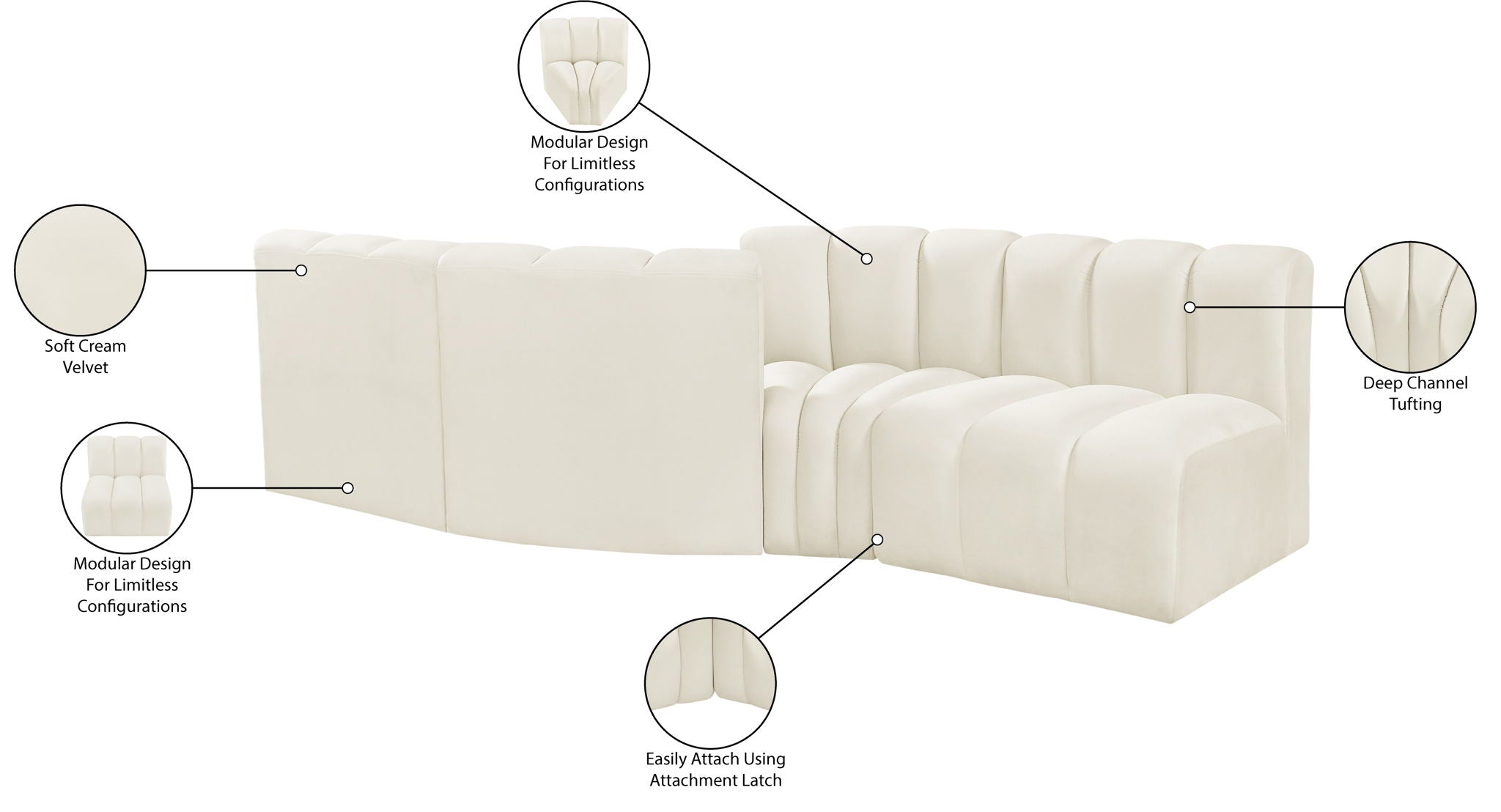 Arc - Velvet 4 Piece Sofa