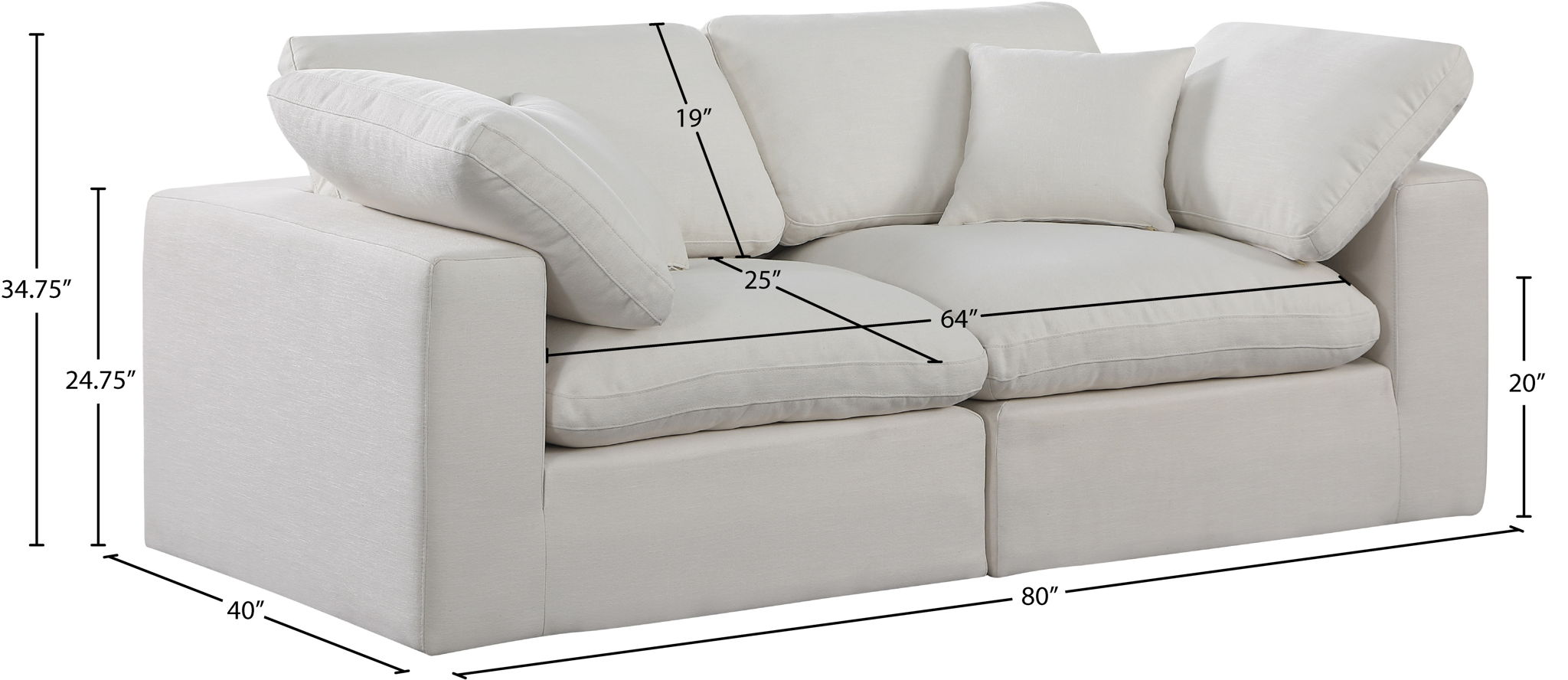 Comfy - Linen Modular Sofa 2 Seats