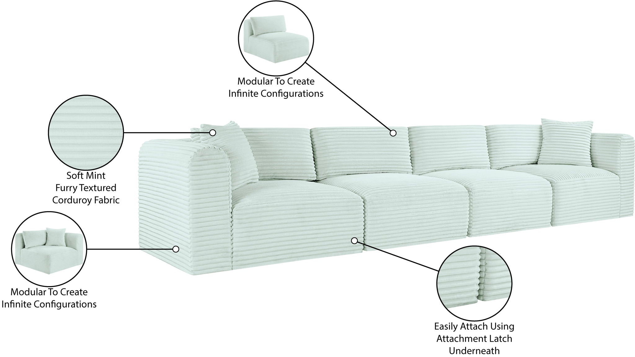 Shaggy - 4 Seat Modular Sofa