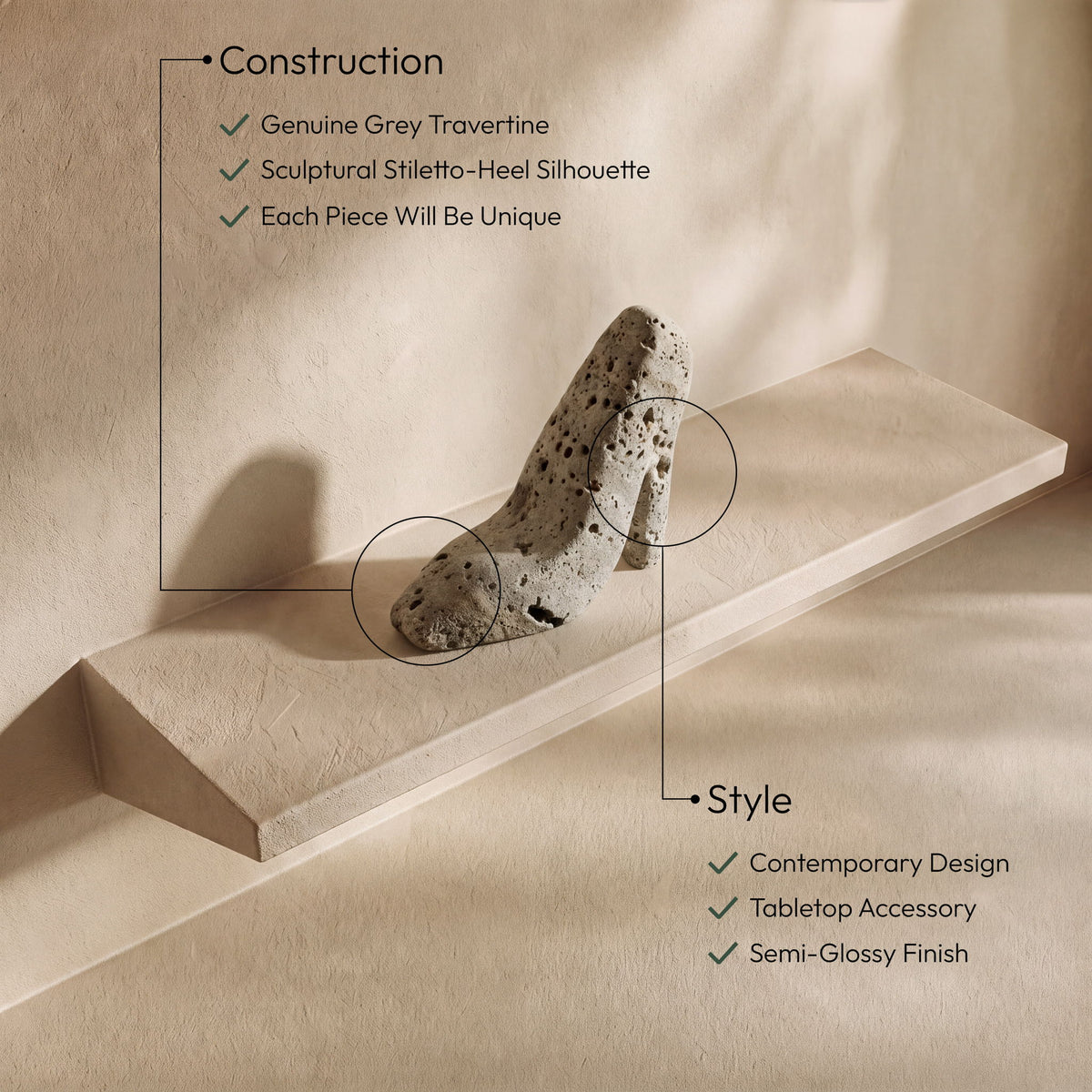 Meryl - Travertine Tabletop Object