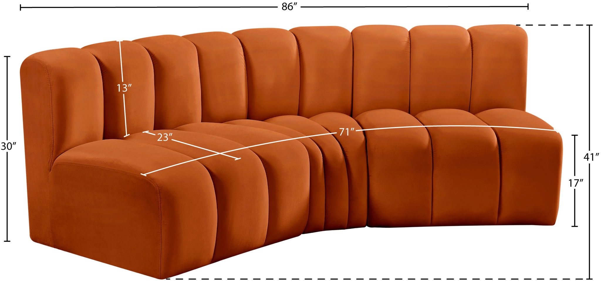 Arc - Velvet 3 Piece Modular Corner Sofa