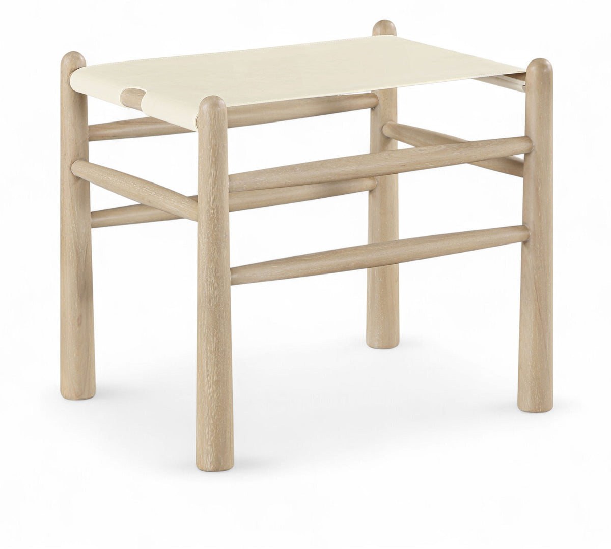 Santos - Faux Leather Upholstered Bench - Natural Frame