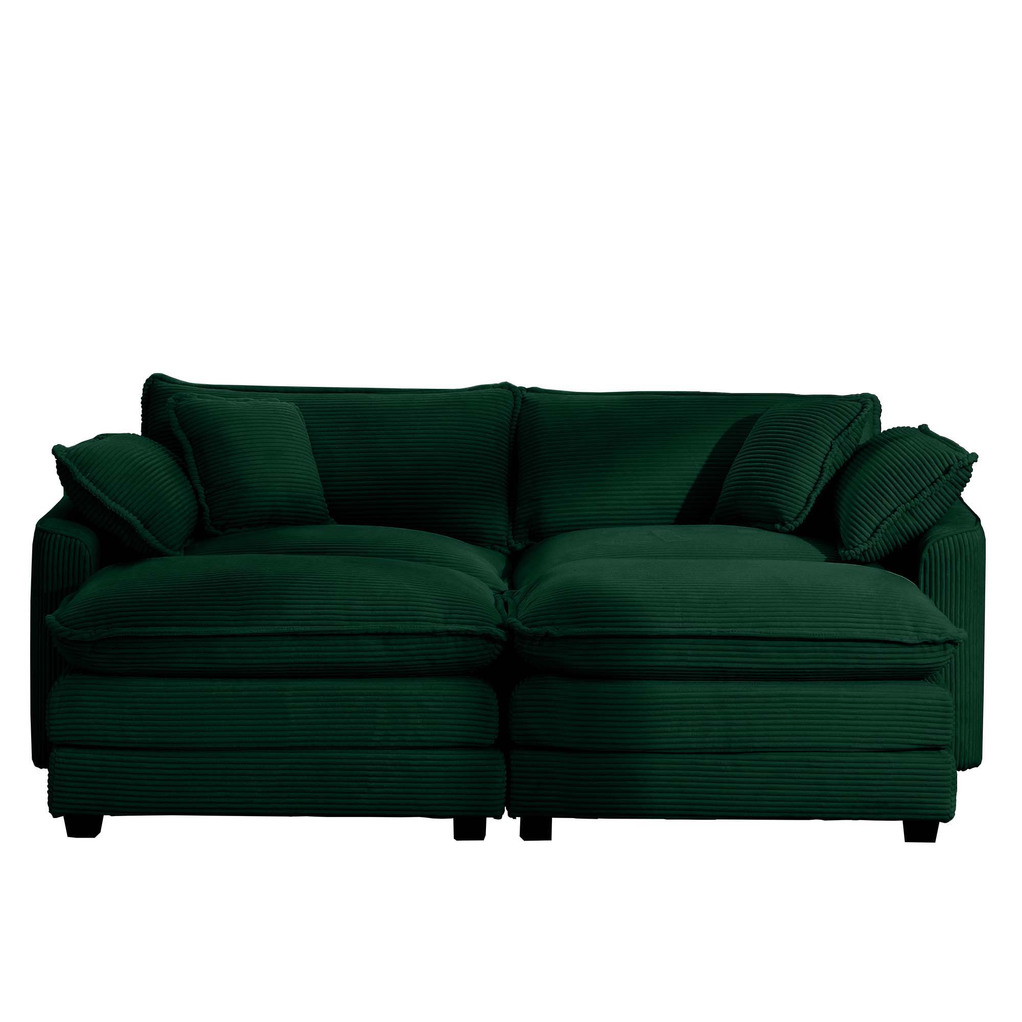Modern Modular Cushion Sofa With Ottoman, Low Back, Deep Seating Sofa Set