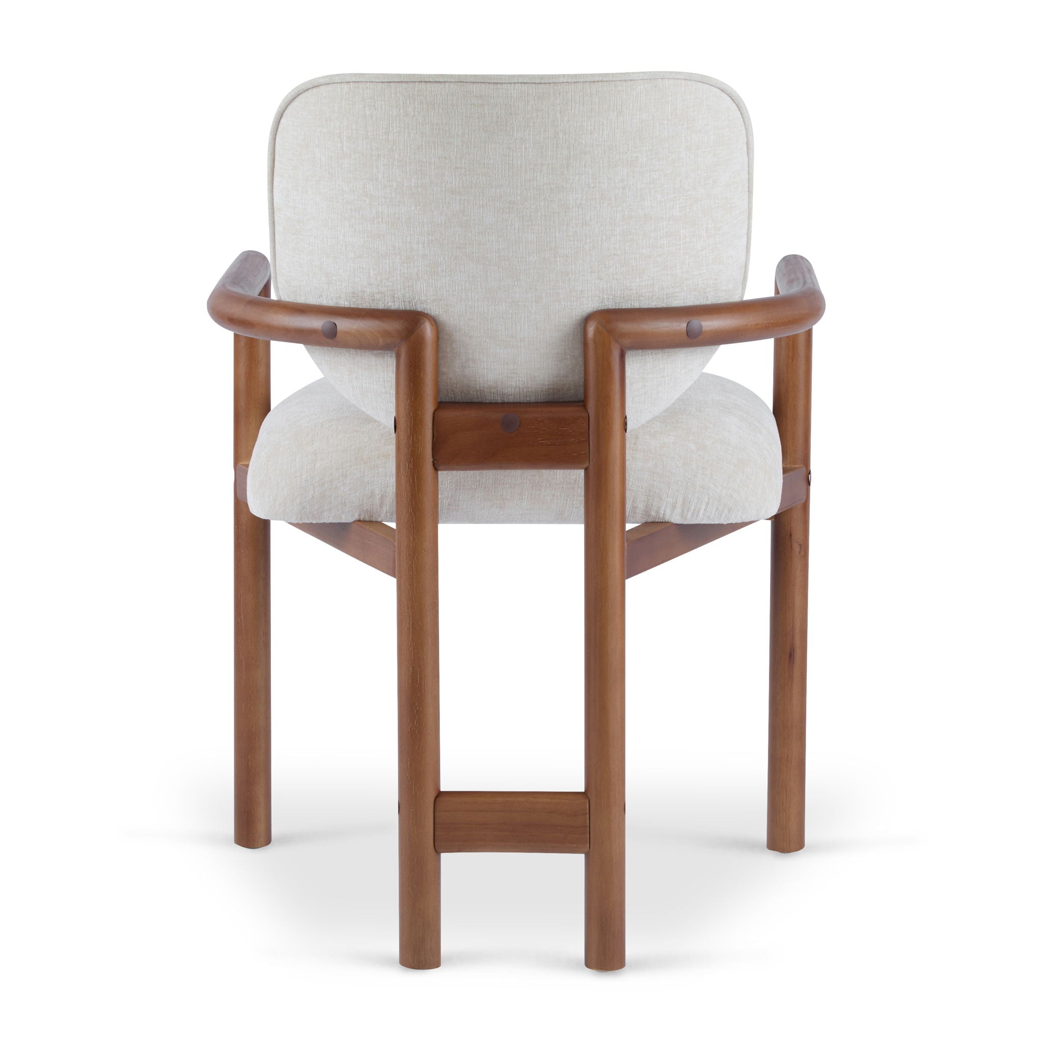 5 Piece Indoor Dining Set, Round Table & 4 Brown Arm Chairs - Beige / Brown / Cherry