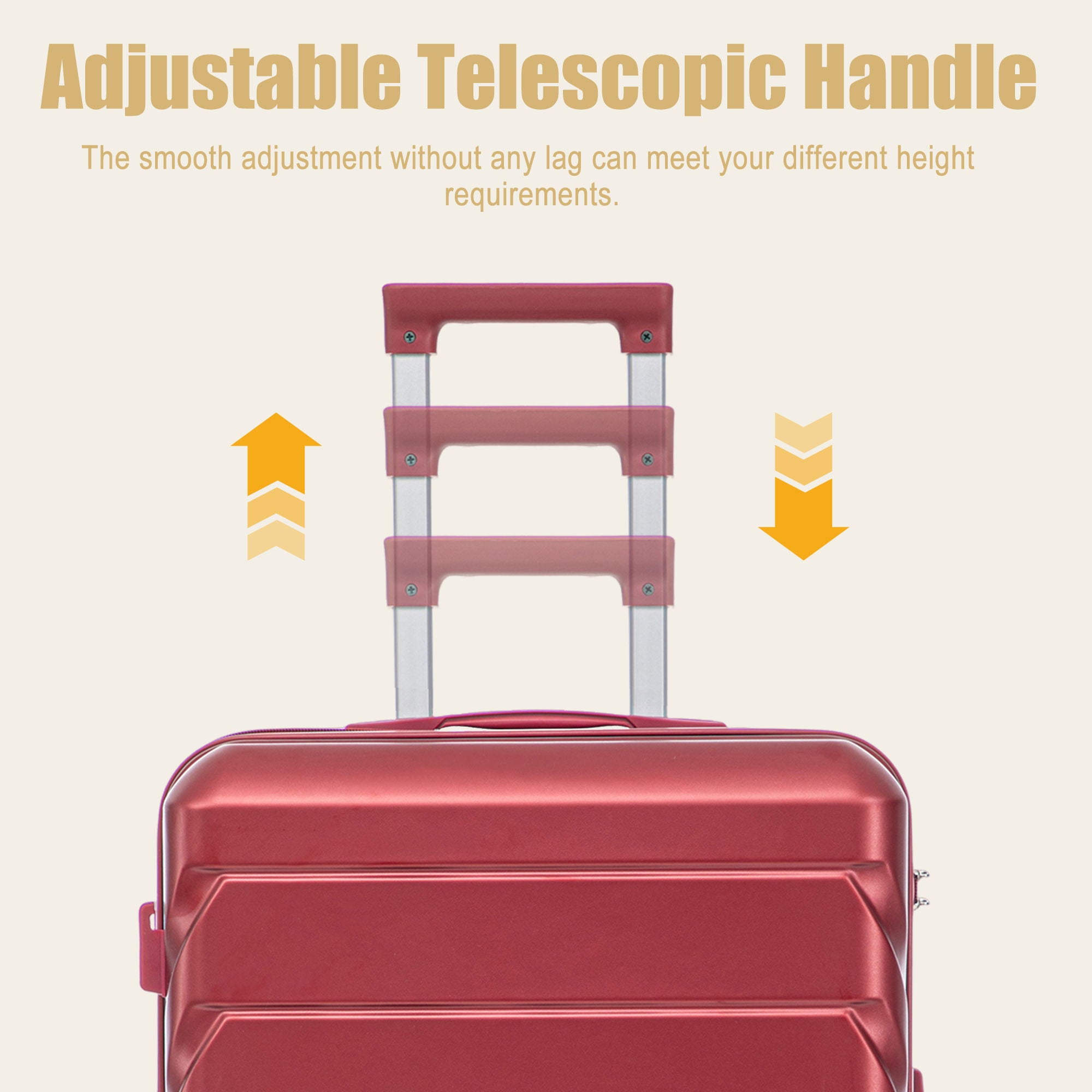 Hard Shell Luggage With Scratch Resistant Surface, 4 Wheels, Combination Lock & Side Hooks
