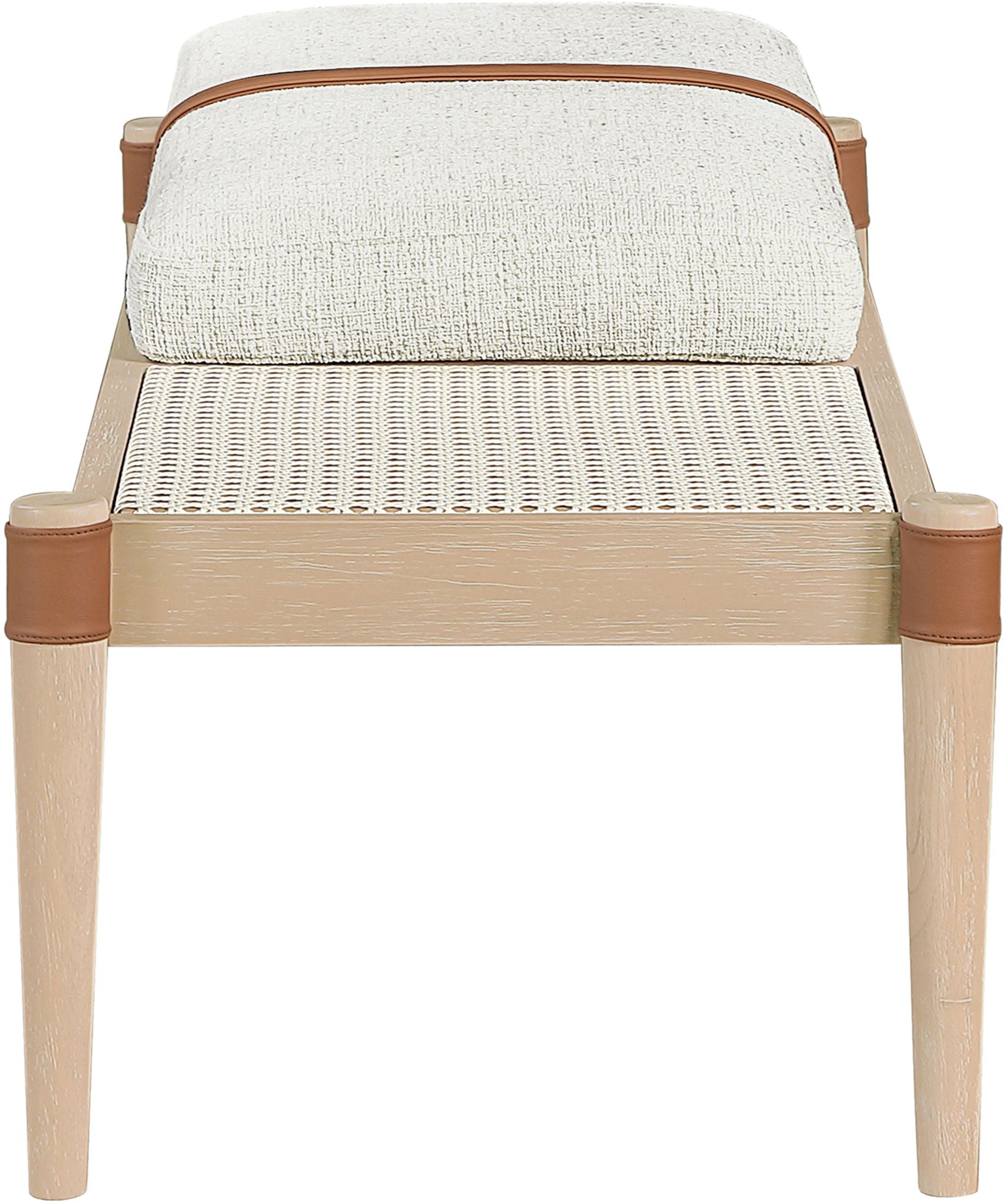 Nara - Linen Textured Fabric Upholstered Bench - Painted Natural