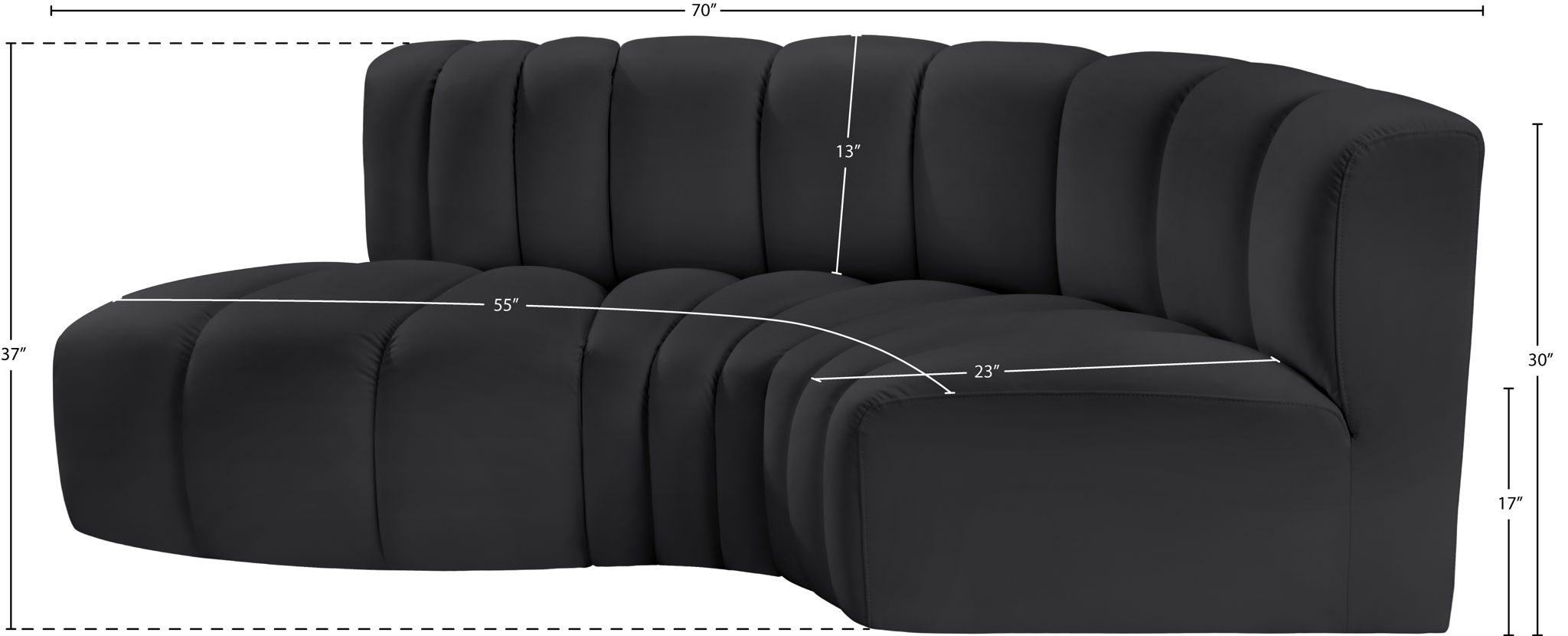 Arc - Faux Leather 3 Piece Modular L-Shaped Sofa