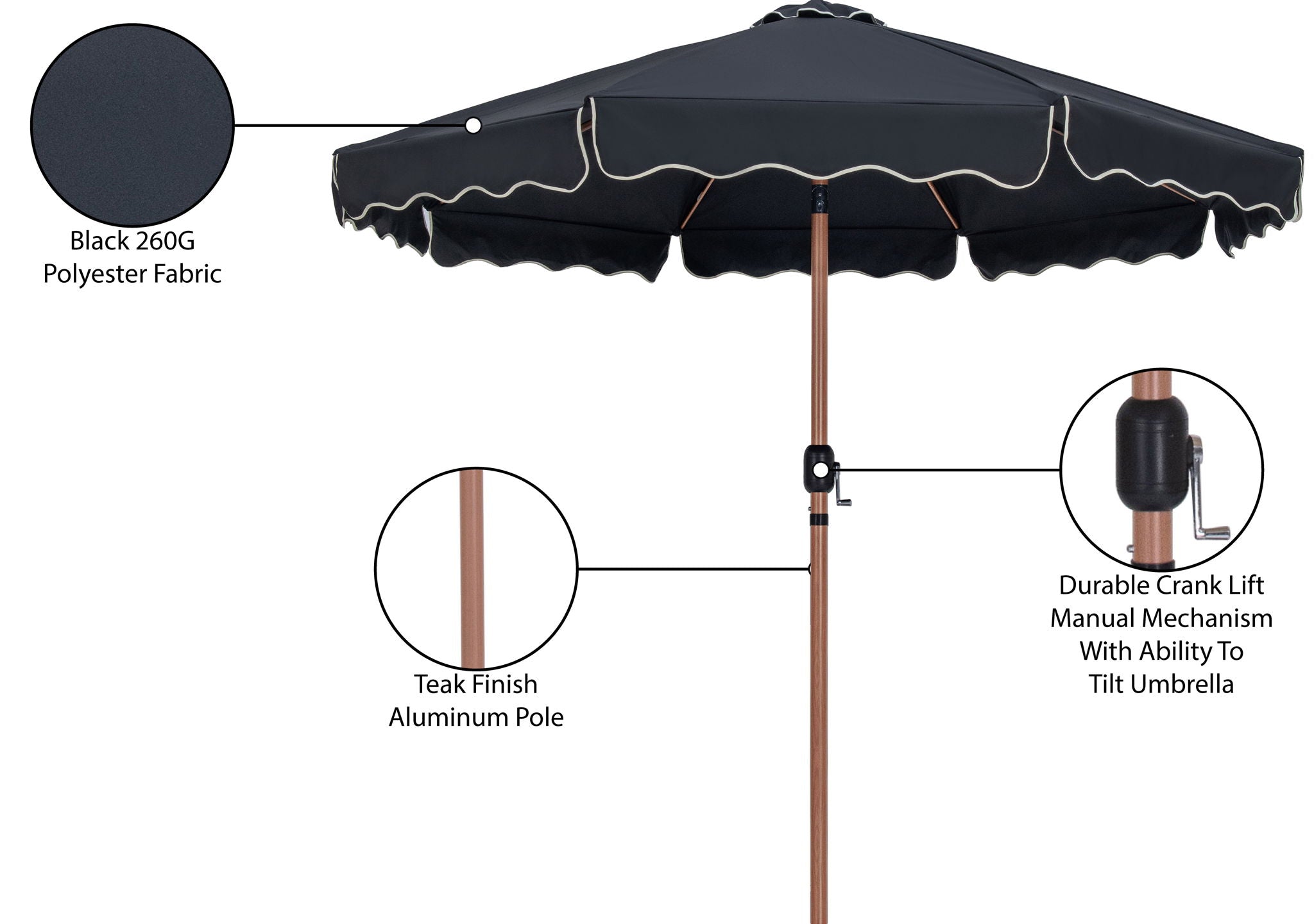 Amalfi - Patio Umbrella - Light Brown Pole