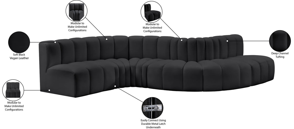 Arc - Faux Leather 6 Piece Curved Modular Sofa
