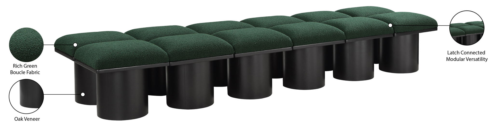Pavilion - 12 Piece Modular Bench With Black Base