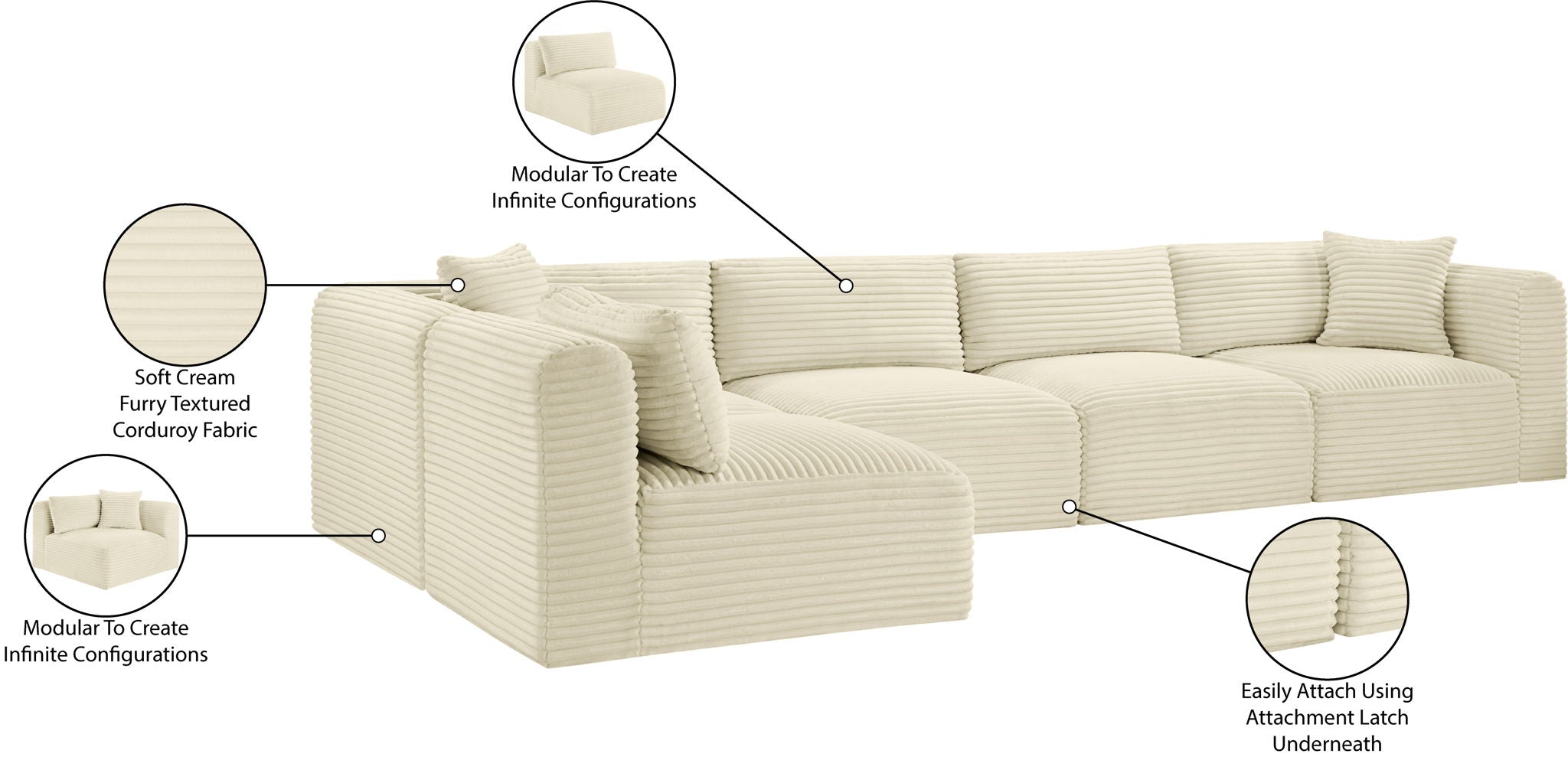 Shaggy - 5 Piece Modular Sectional