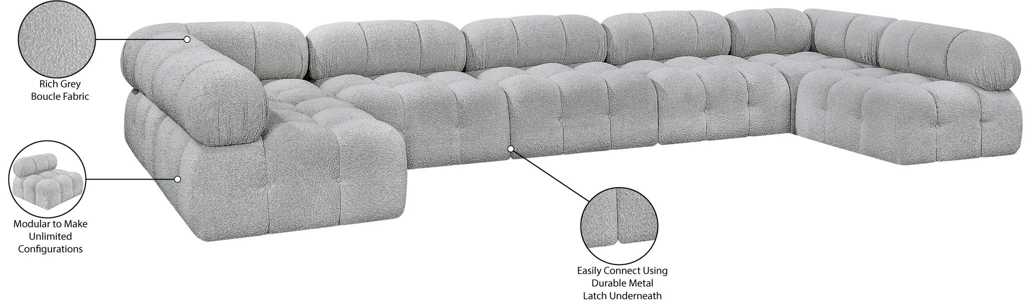 Ames - 7 Piece Boucle Fabric Modular Sectional