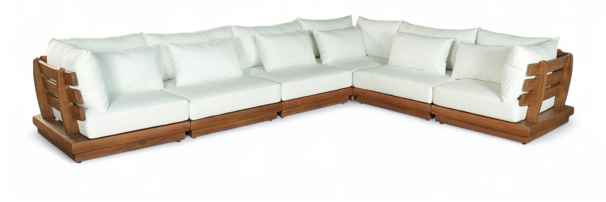 Mirella - 6 Piece Water Resistant Fabric Upholstered Outdoor Patio Modular Sectional