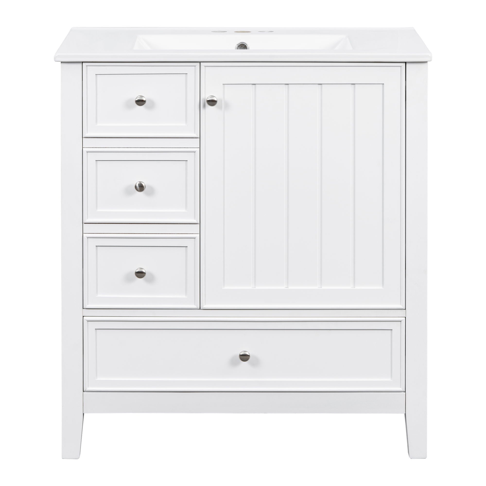 Modern Bathroom Vanity With Sink, 1 Cabinet & 3 Drawers