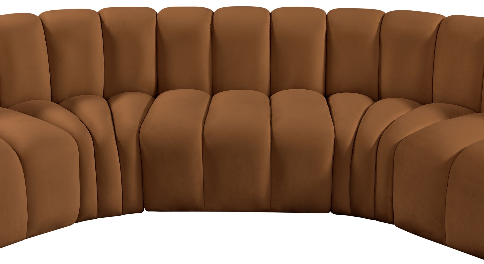 Arc - Velvet 7 Piece U-Shaped Modular Sofa - Saddle