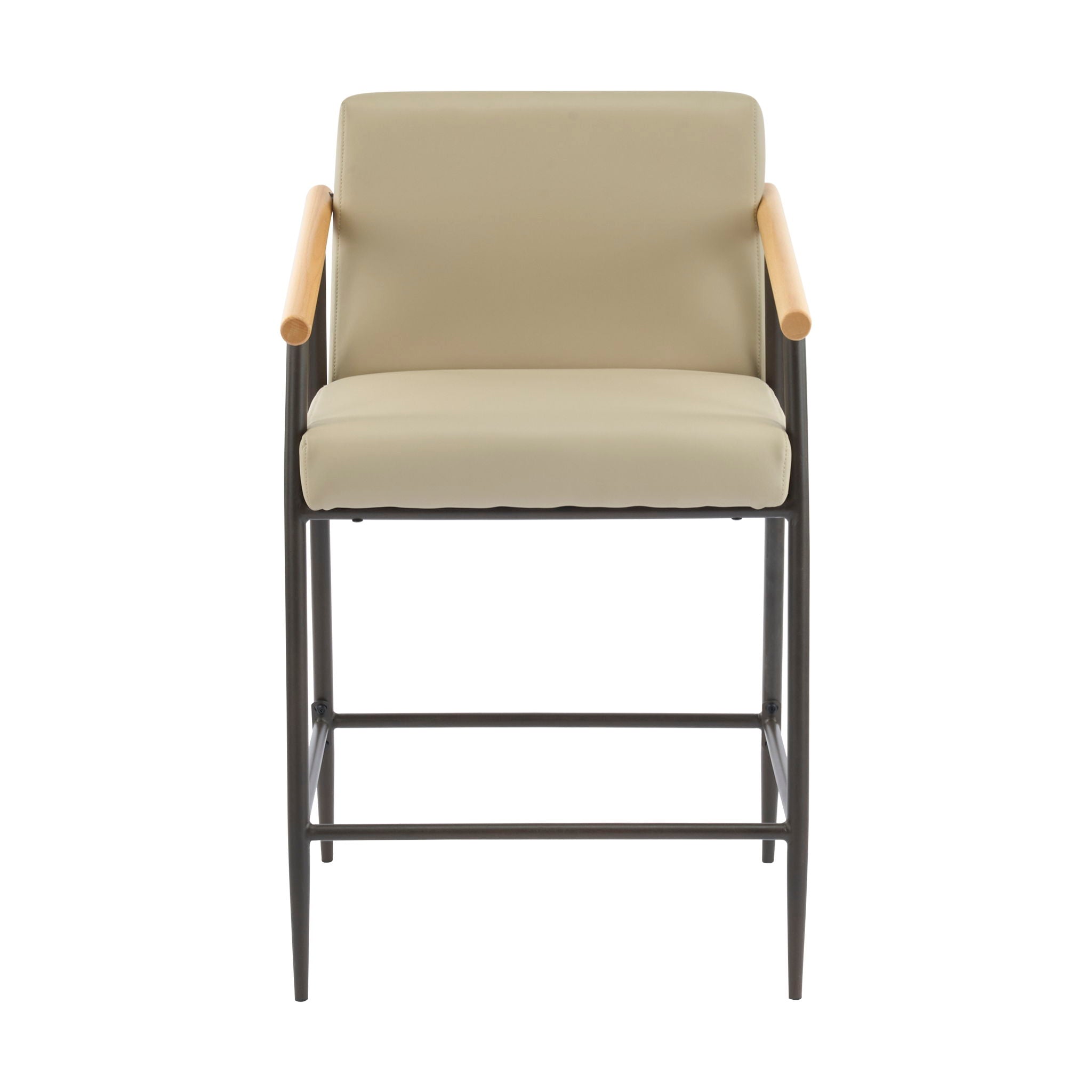 Counter Stool Set With Espresso Metal Frame - Khaki