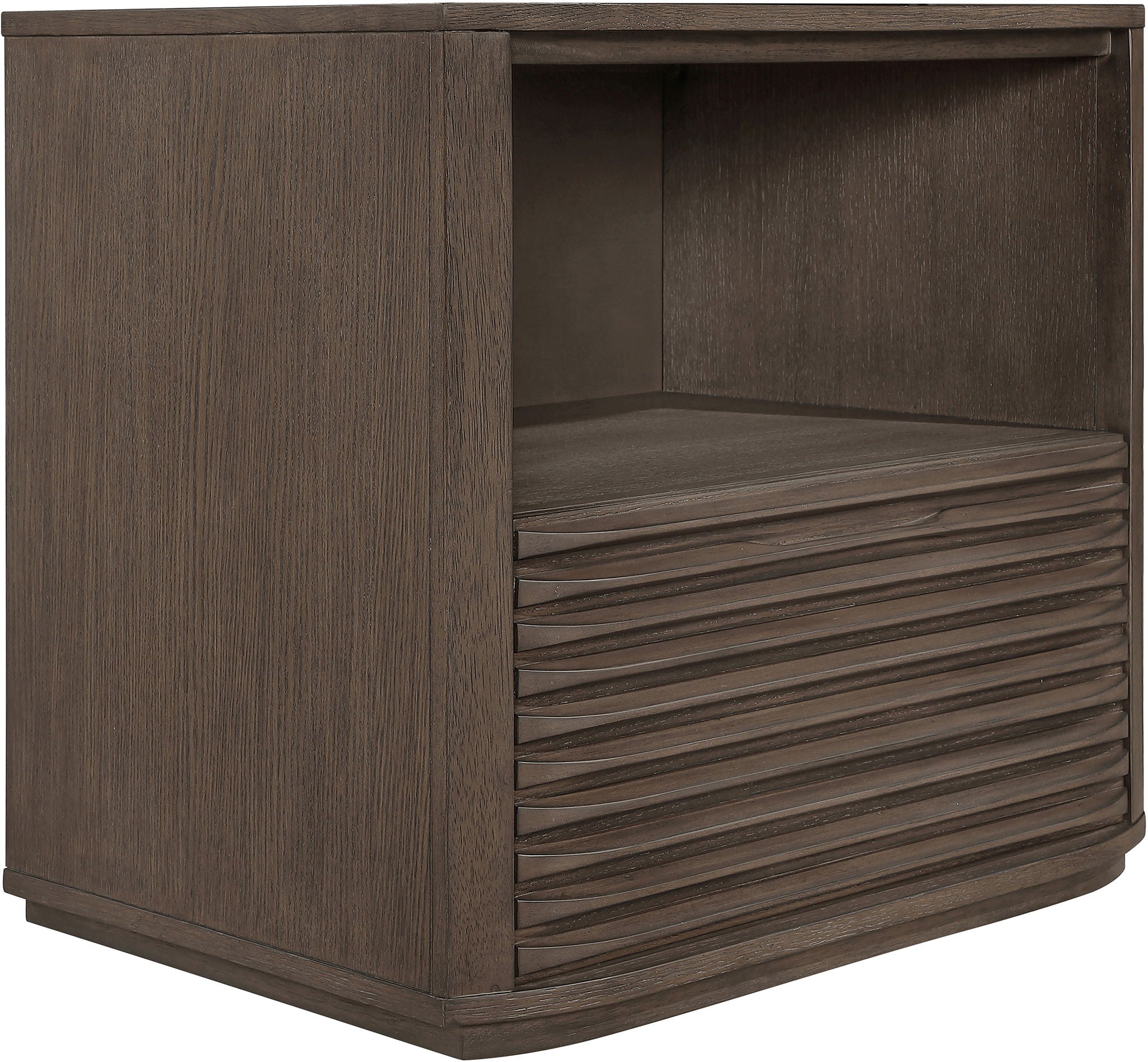 Morino - Oak Veneer And Solid Wood Nightstand - Brown
