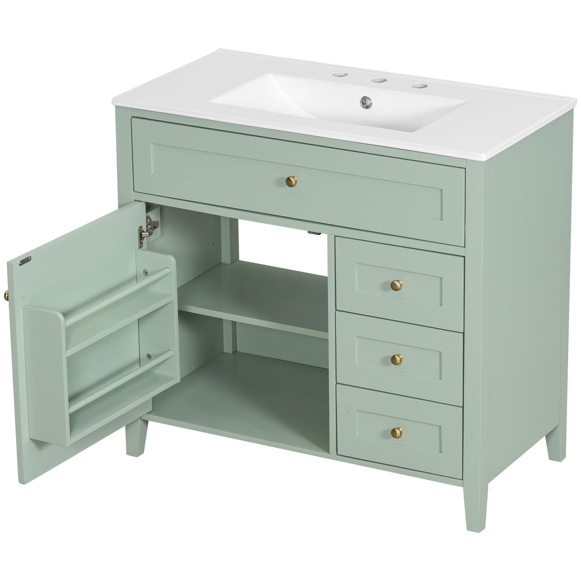 Bathroom Vanity With Sink, Cabinet With 3 Drawers And Adjustable Shelf