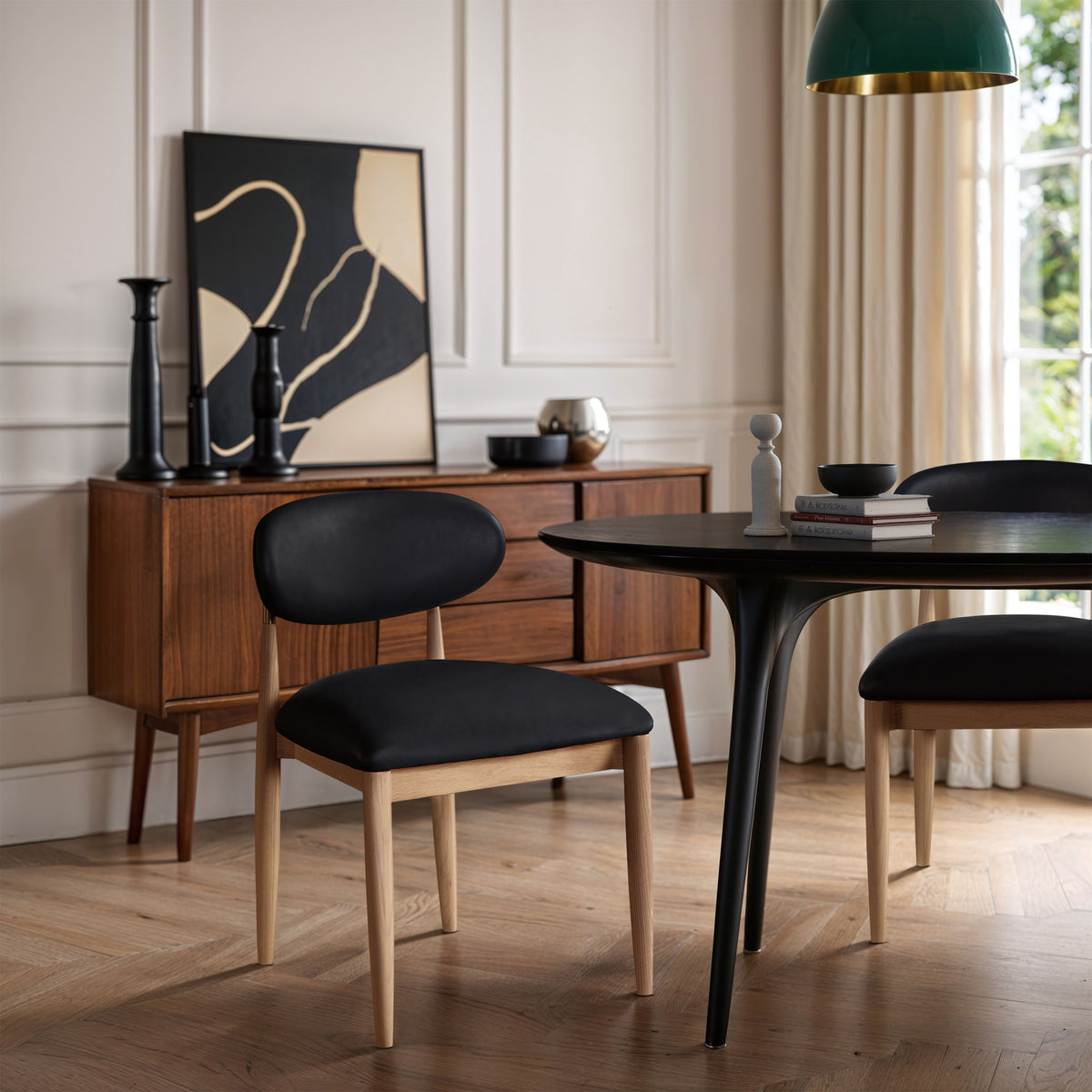 Riccio - Faux Leather Dining Side Chair (Set of 2) - Natural Frame