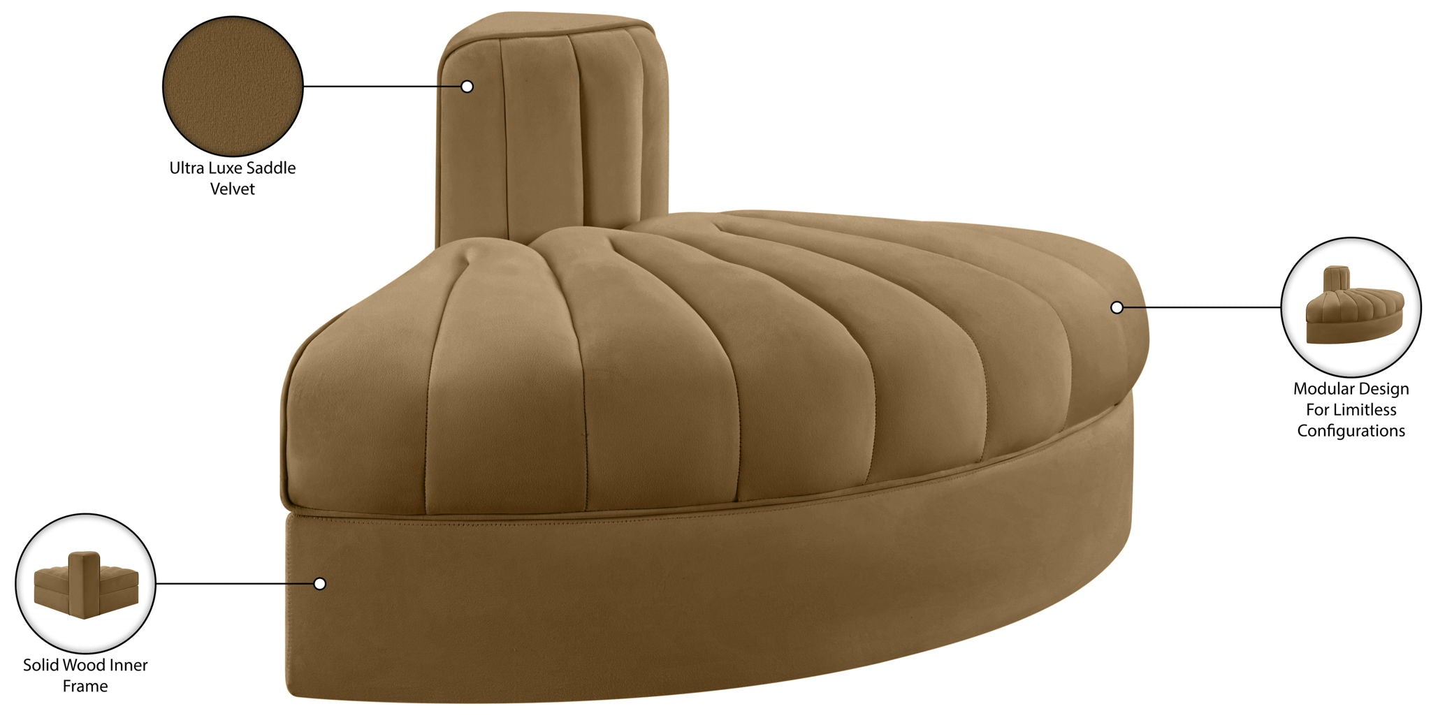 Rummi - Velvet Performance Fabric Upholstered Modular Chair