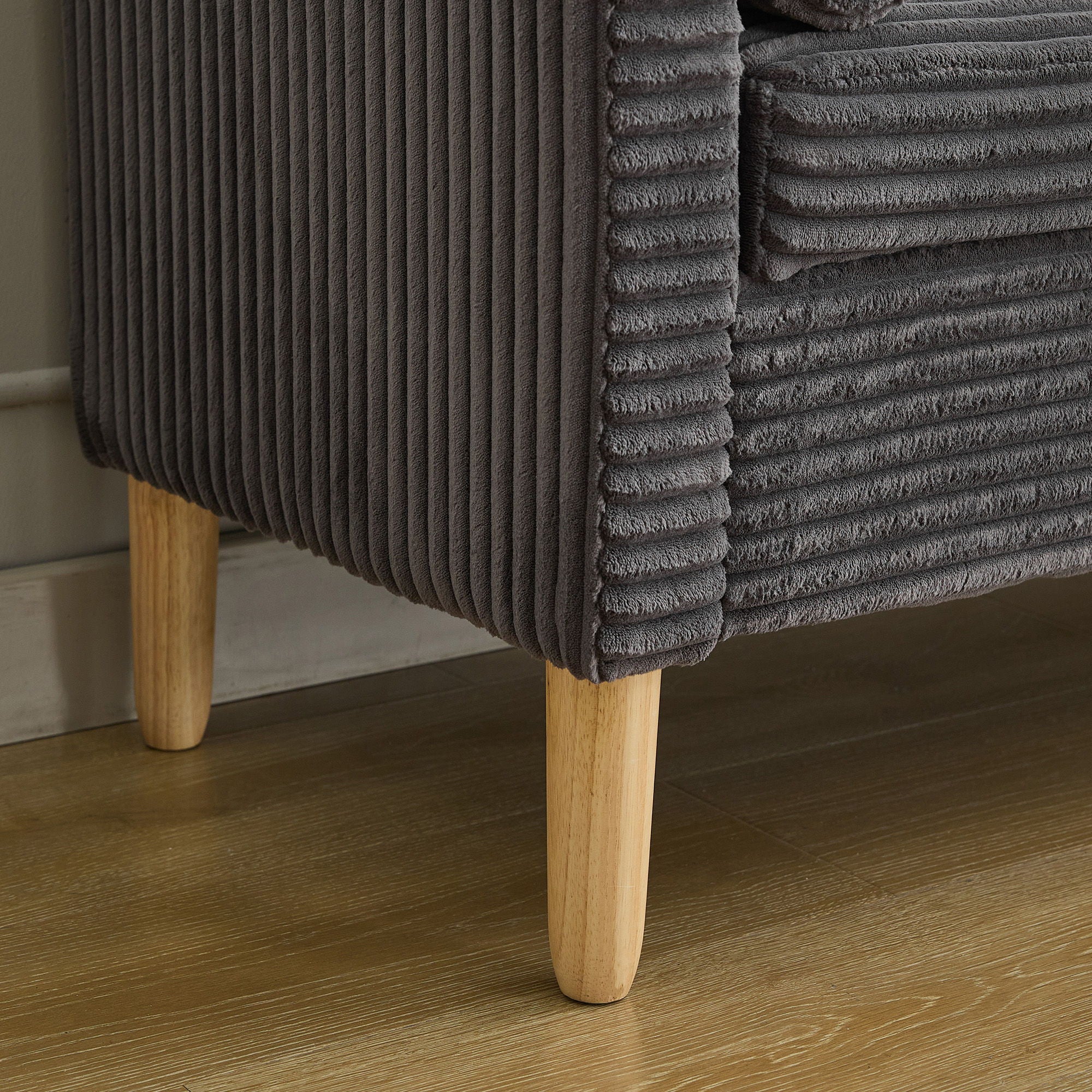 Upholstered Corduroy Flip Top Storage Bench For Living Room