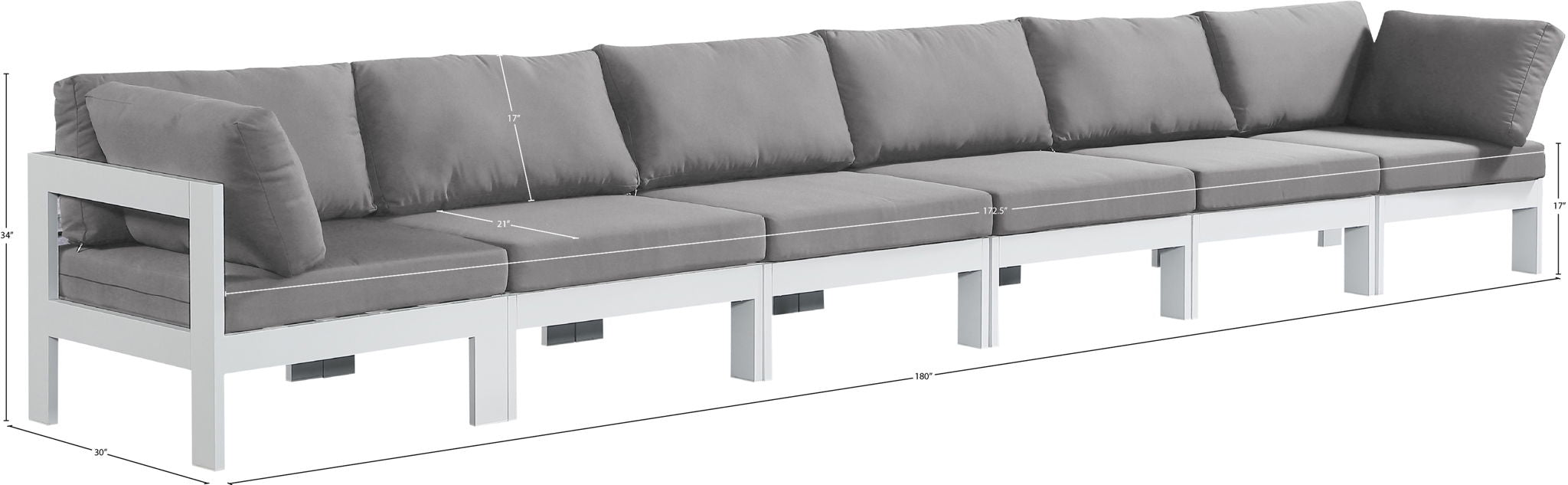 Nizuc - Outdoor Patio 6 Seat Modular Sofa With White Frame