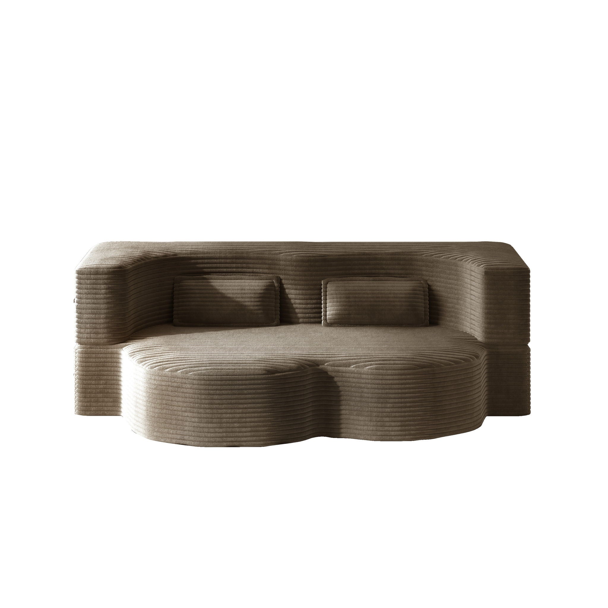 Modern Floor Sofa With 2 Pillows, Convertible Twin Size Folding Mattress For Living Room