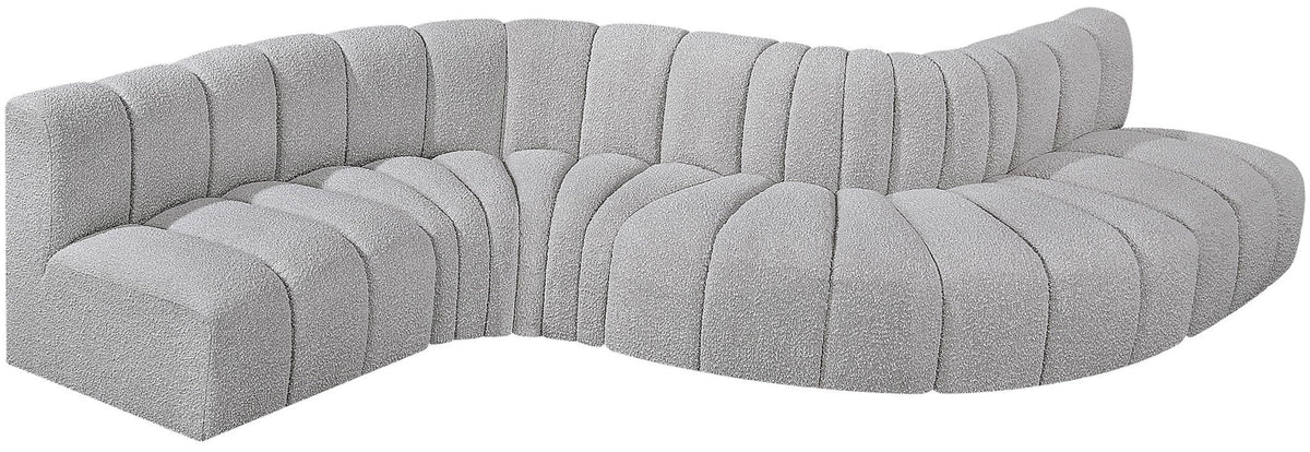 Arc - Boucle Fabric 6 Piece Curved Modular Sofa