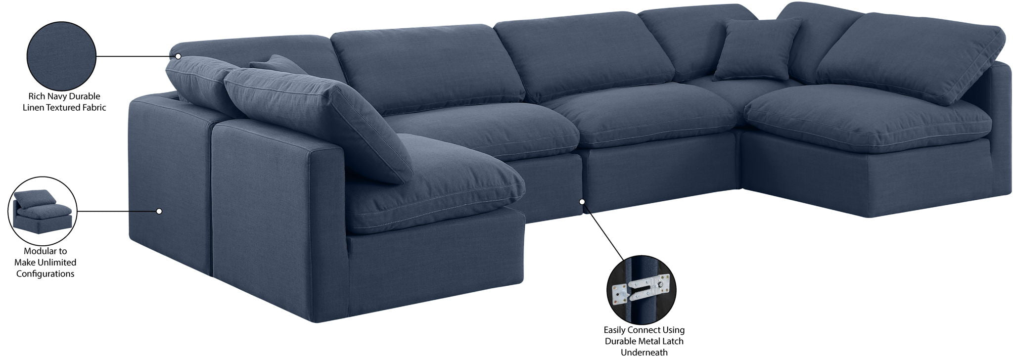 Indulge - Linen 6 Piece Modular U-Shaped Sectional