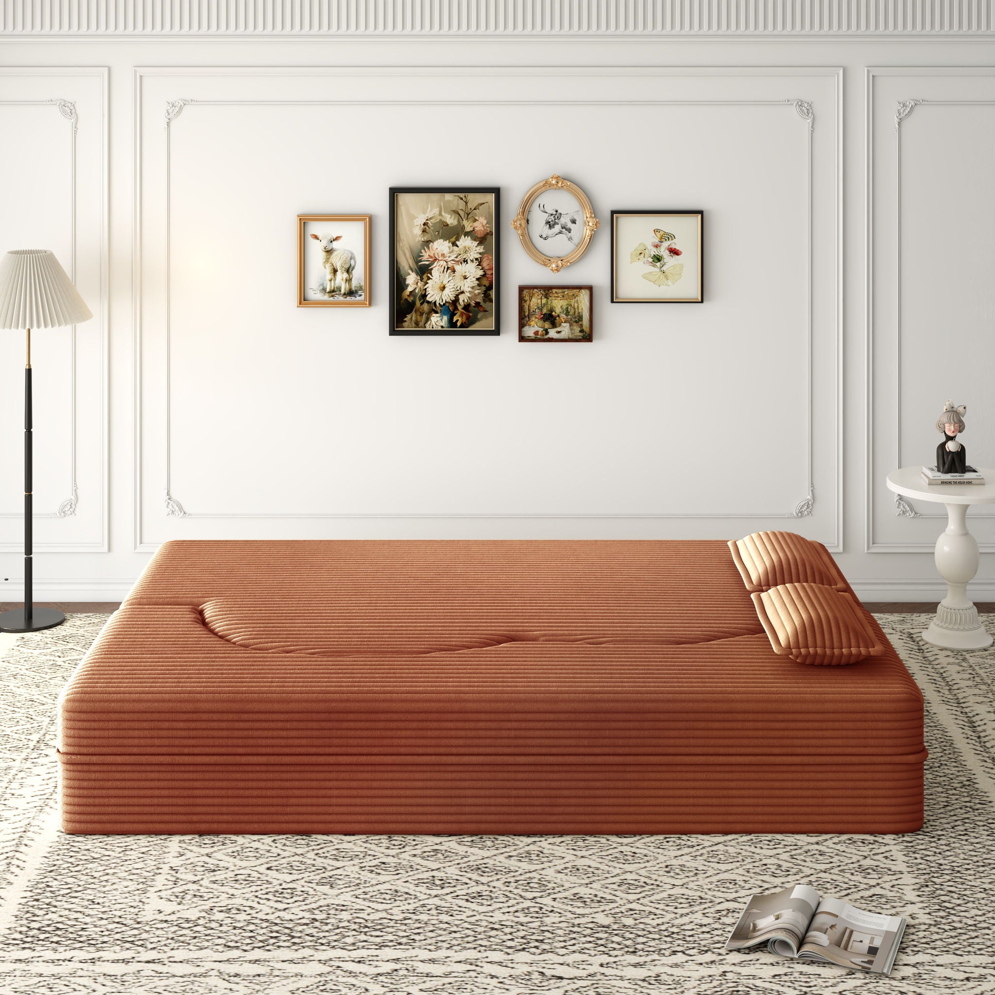 Convertible Foam-Filled Sleeper Sofa Bed With 2 Pillows