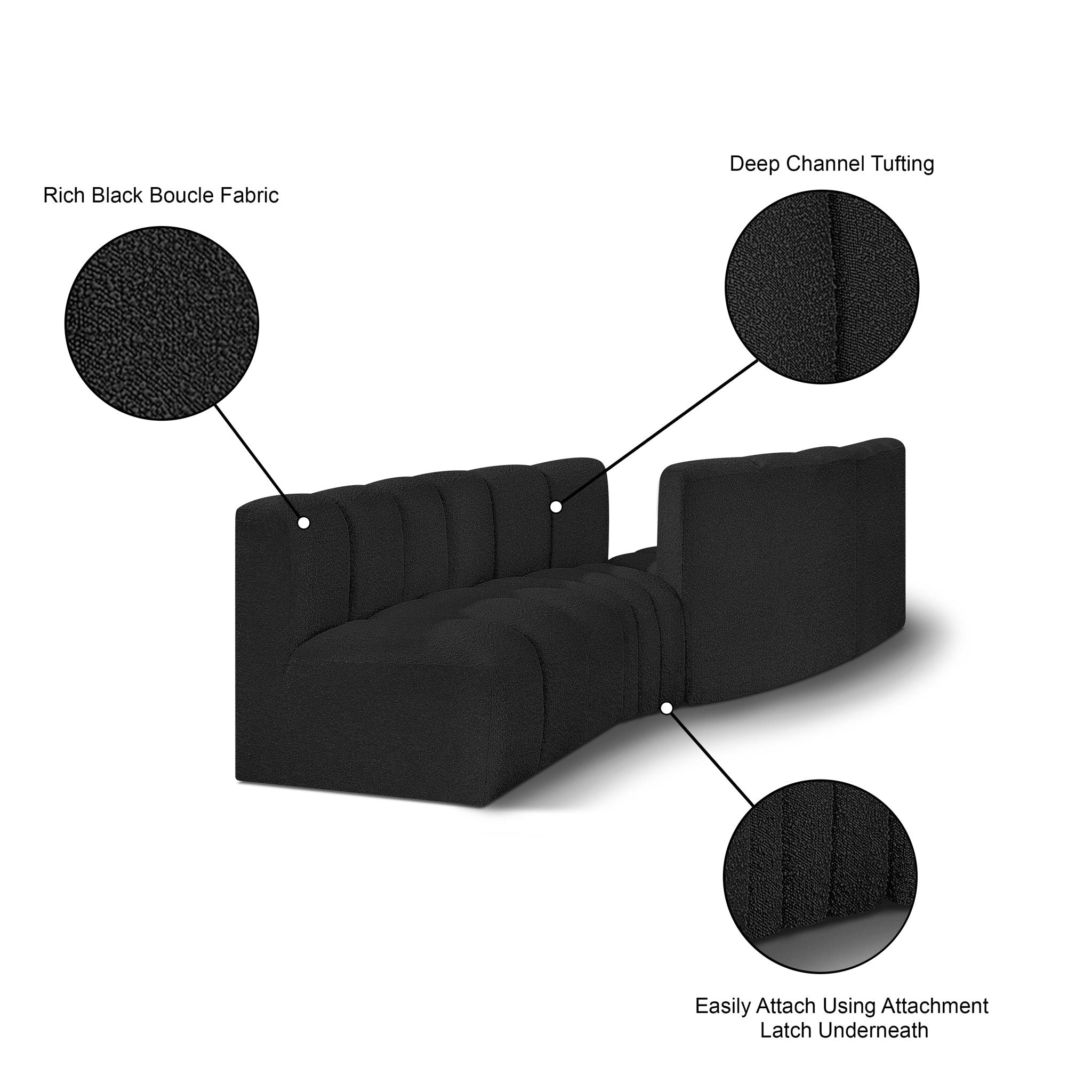 Arc - Boucle Fabric 4 Piece Sofa