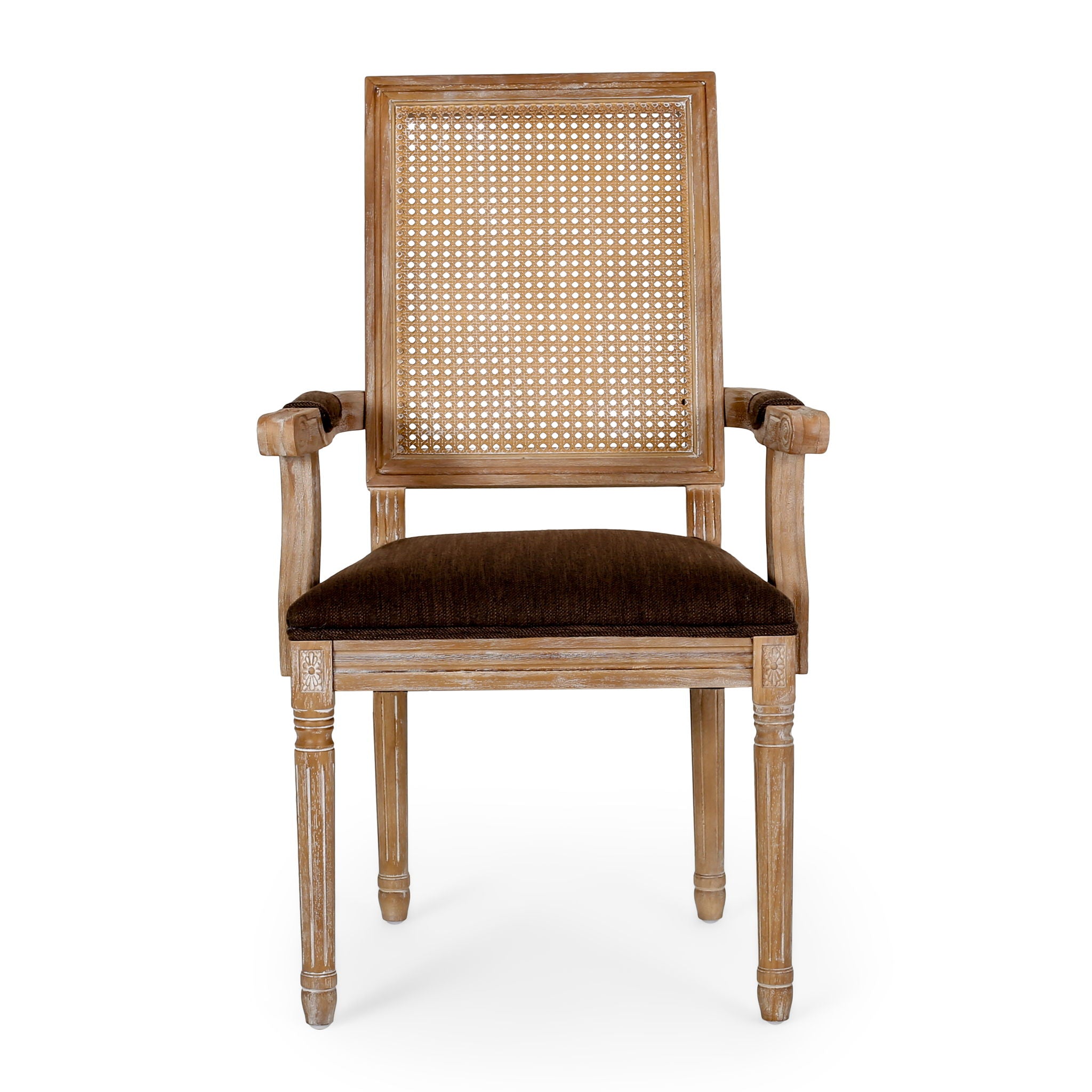 Upholstered Dining Chair With Cane Backrest
