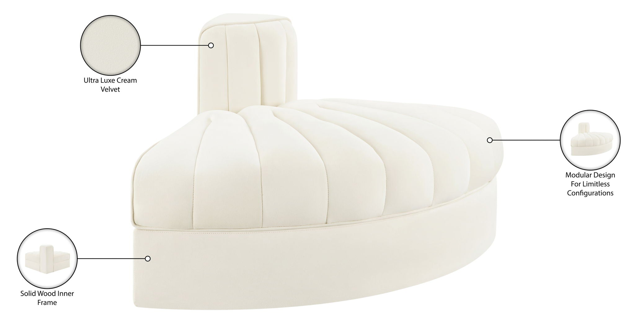 Rummi - Velvet Performance Fabric Upholstered Modular Chair