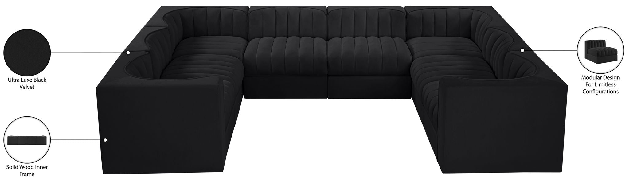 Rummi - Velvet Performance Fabric Upholstered Modular Sectional