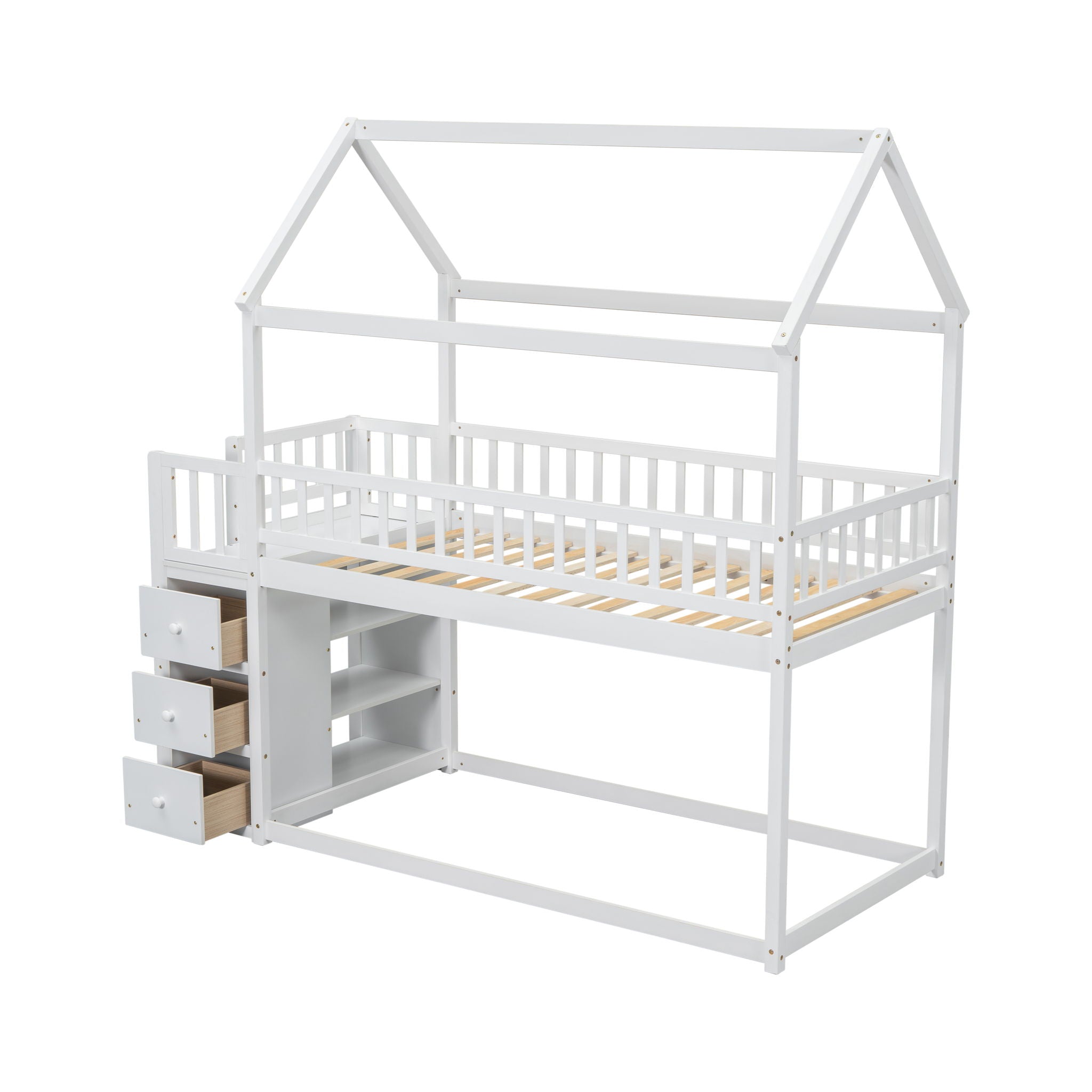 Bunk Bed With Shelves And Drawers, Storage Focused Design