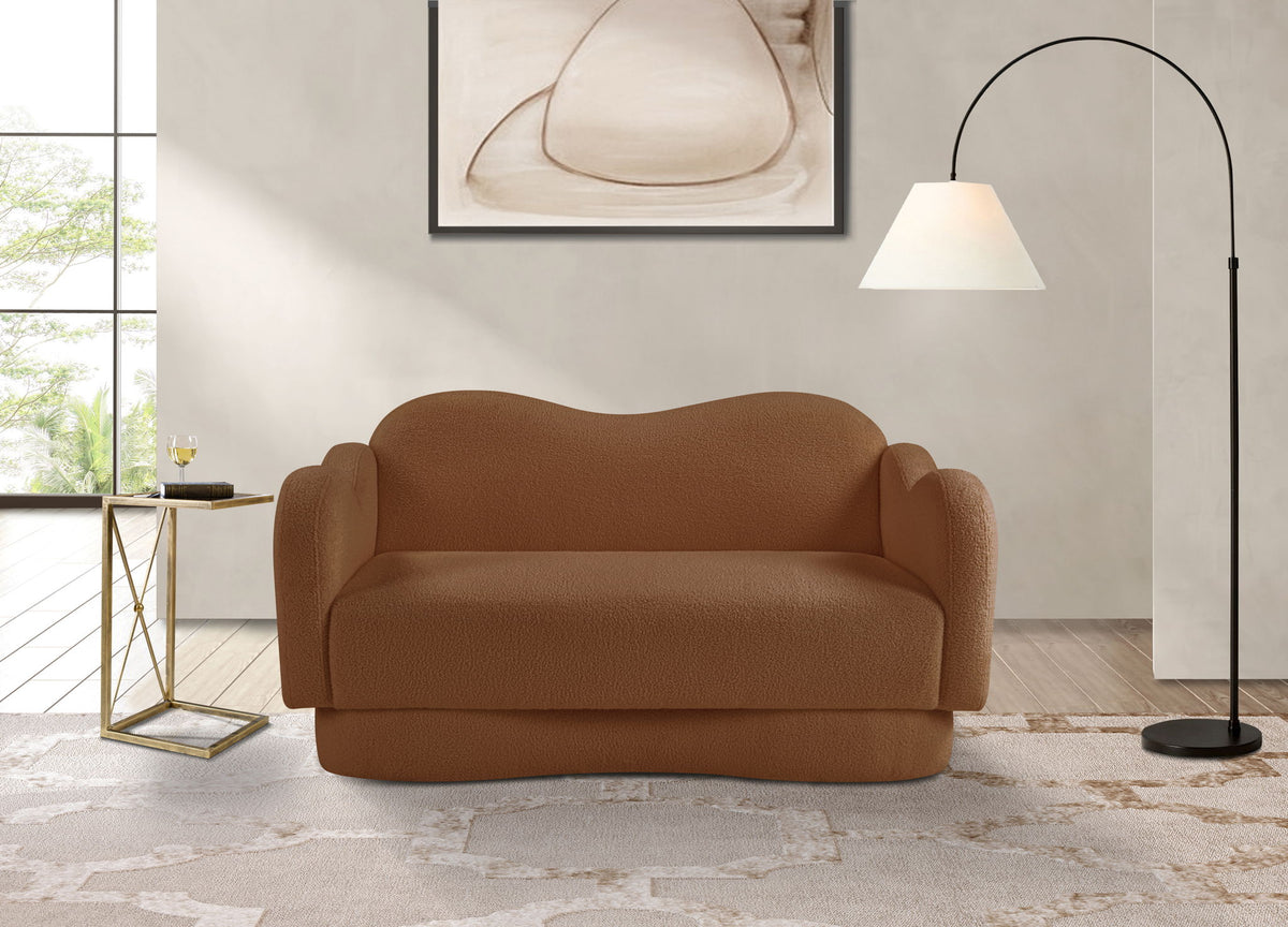 Bloom - Teddy Fabric Loveseat - Saddle